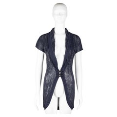 Christian Dior by John Galliano Navy Rubberised Knit Cardigan Spring/Summer 1999