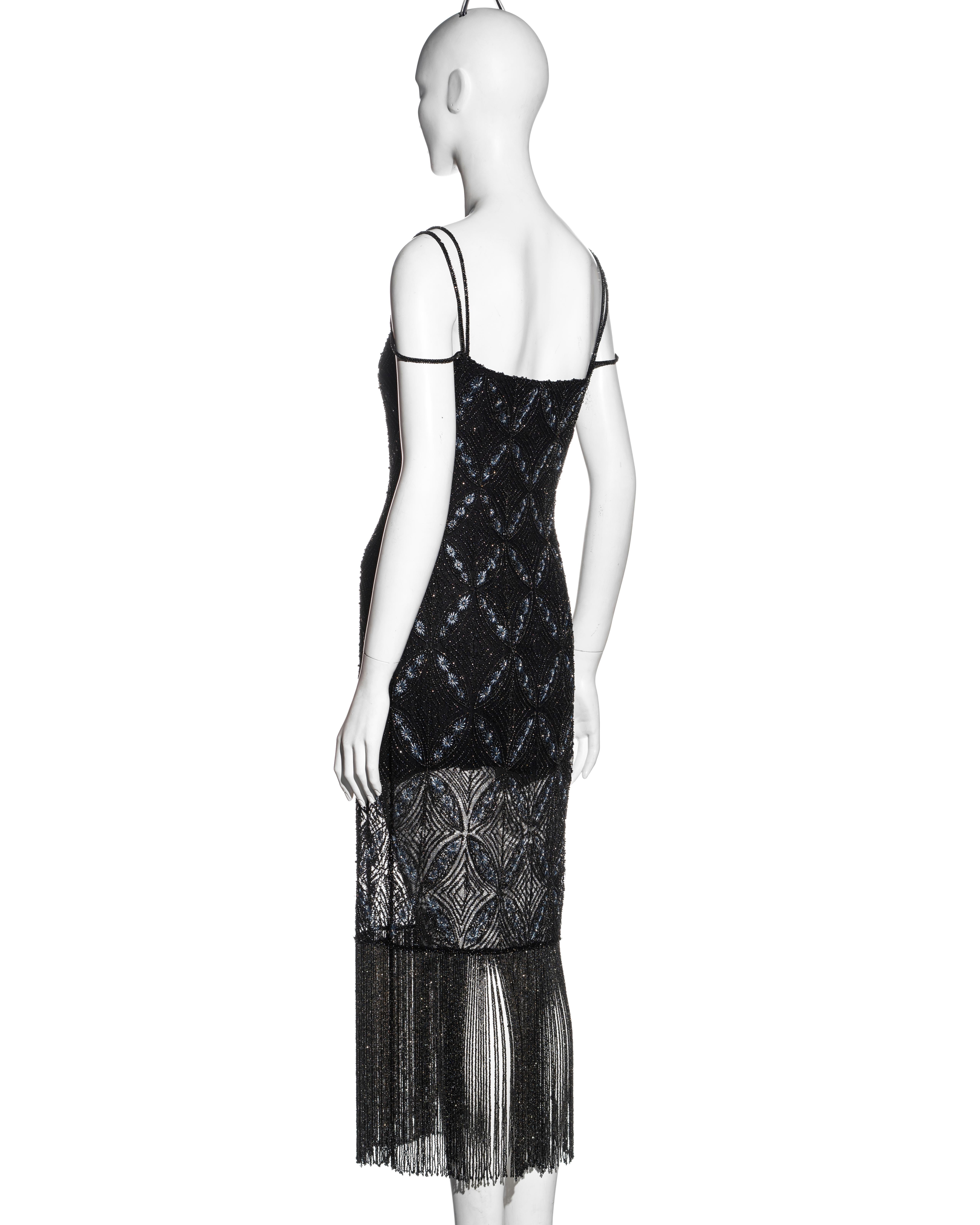 Christian Dior by John Galliano navy silk beaded flapper dress, ss 2000 4