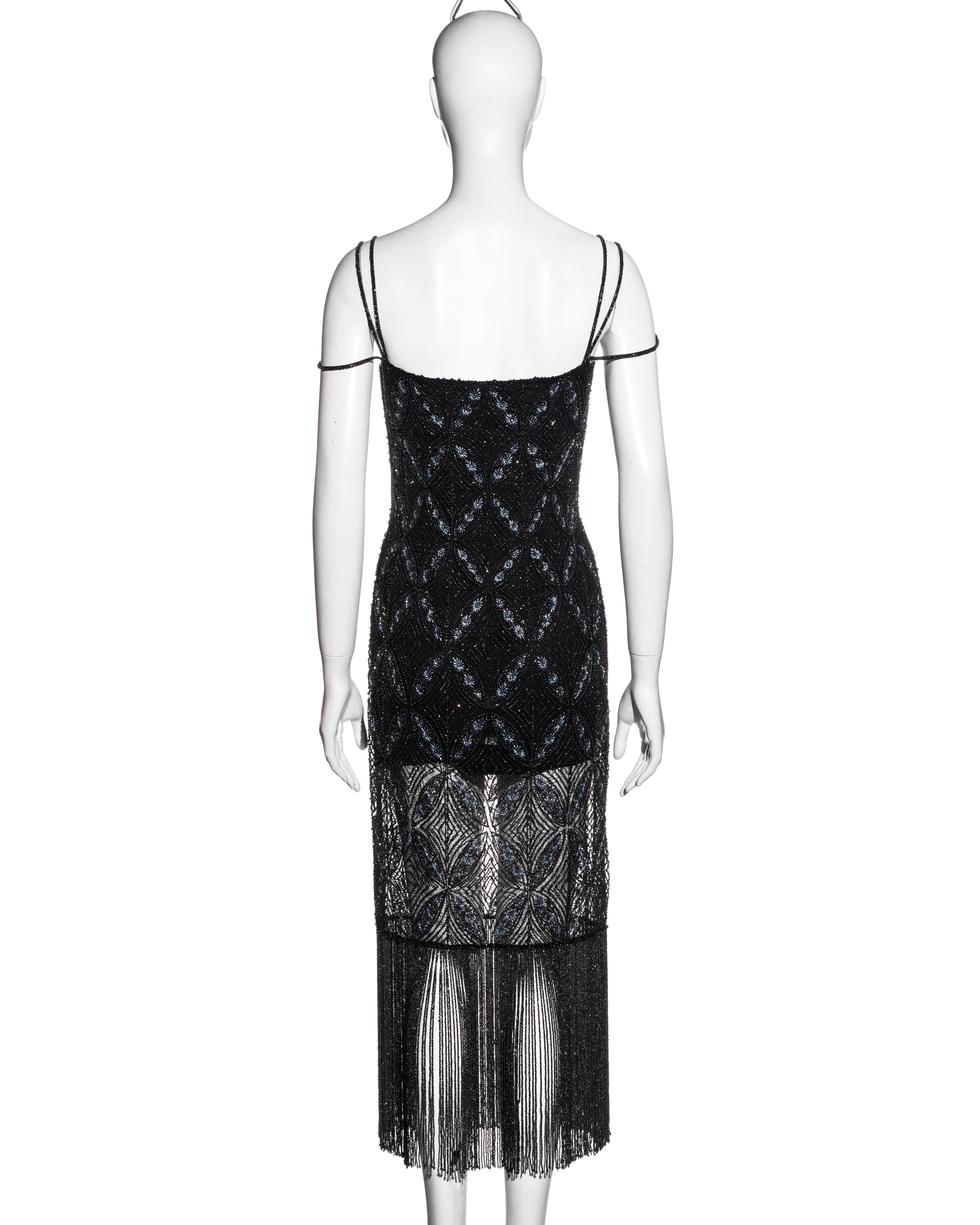 Christian Dior by John Galliano navy silk beaded flapper dress, ss 2000 6
