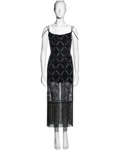 Christian Dior by John Galliano navy silk beaded flapper dress, ss 2000