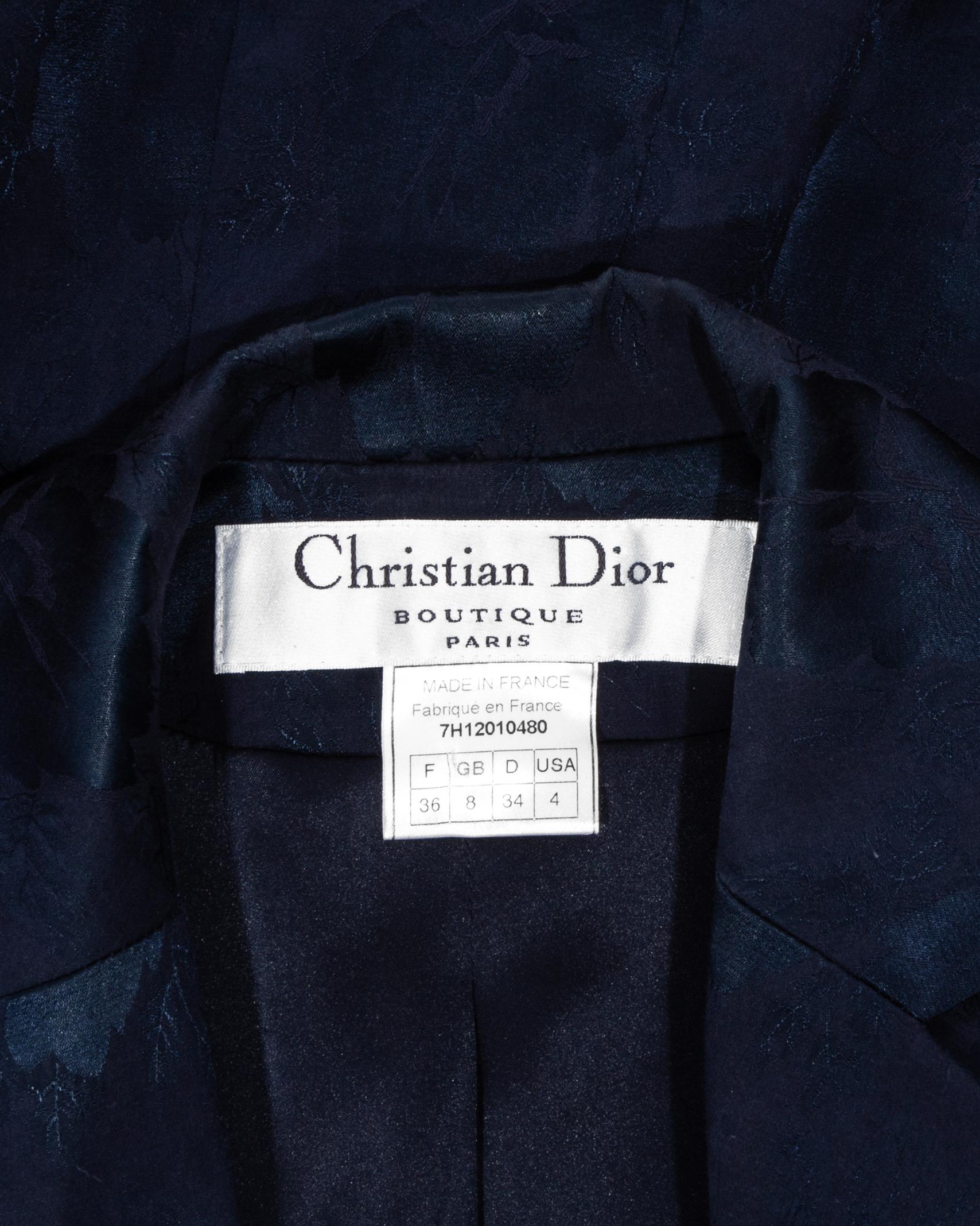 Christian Dior by John Galliano navy silk brocade and lace skirt suit, fw 1997 3