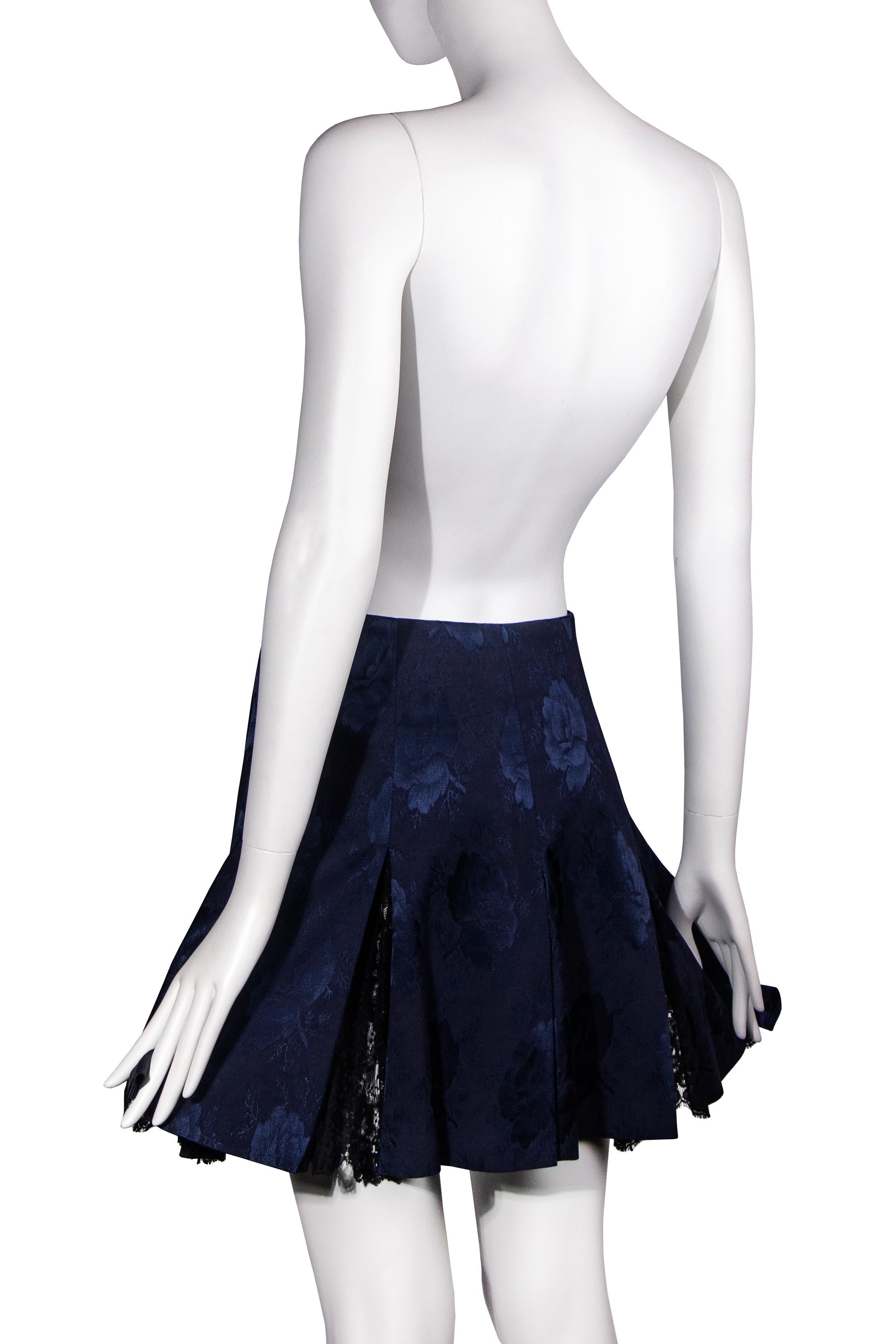 Christian Dior by John Galliano navy silk brocade & lace skirt, fw 1997 For Sale 6