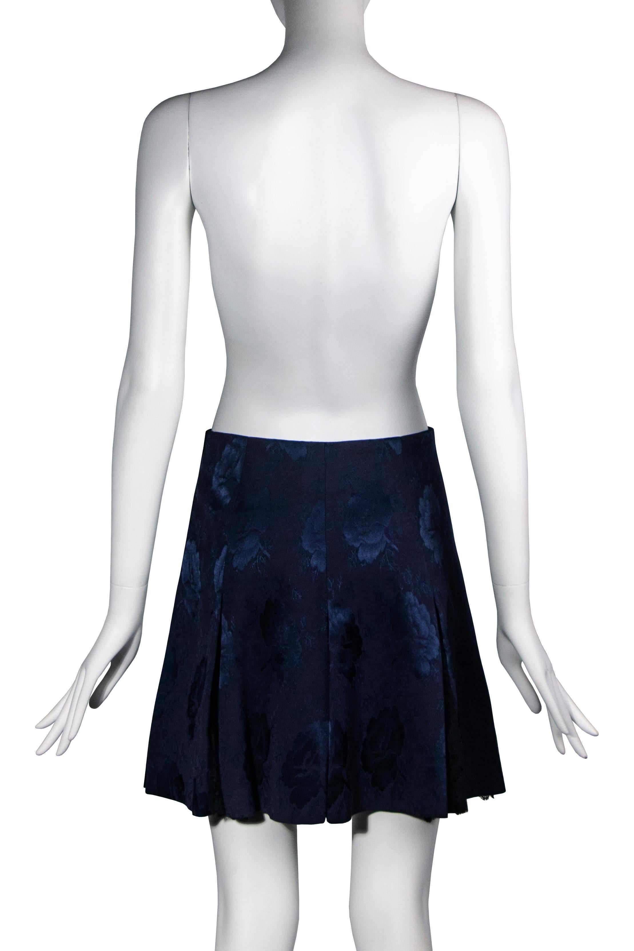 Christian Dior by John Galliano navy silk brocade & lace skirt, fw 1997 For Sale 7