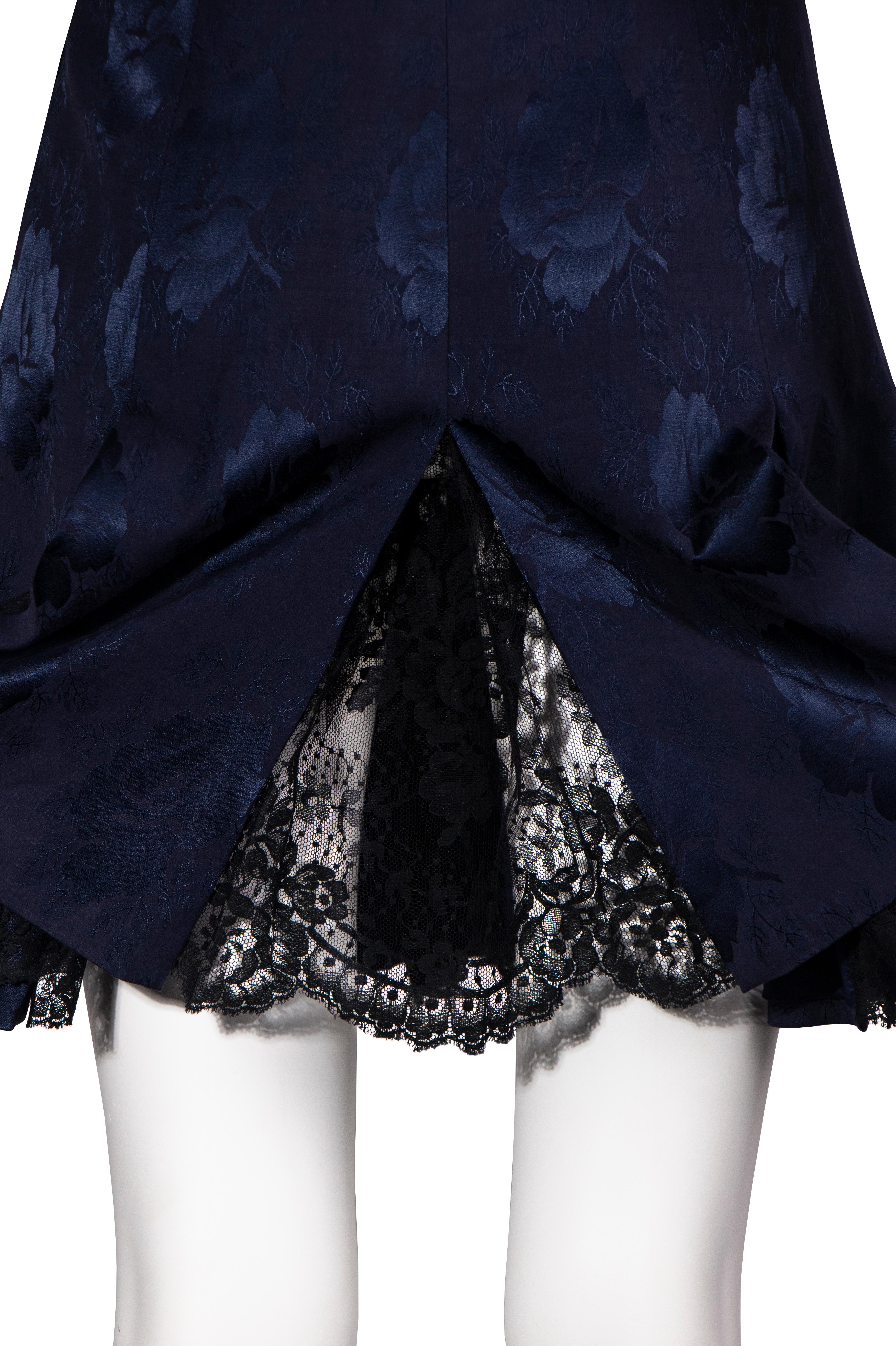 Christian Dior by John Galliano navy silk brocade & lace skirt, fw 1997 For Sale 8