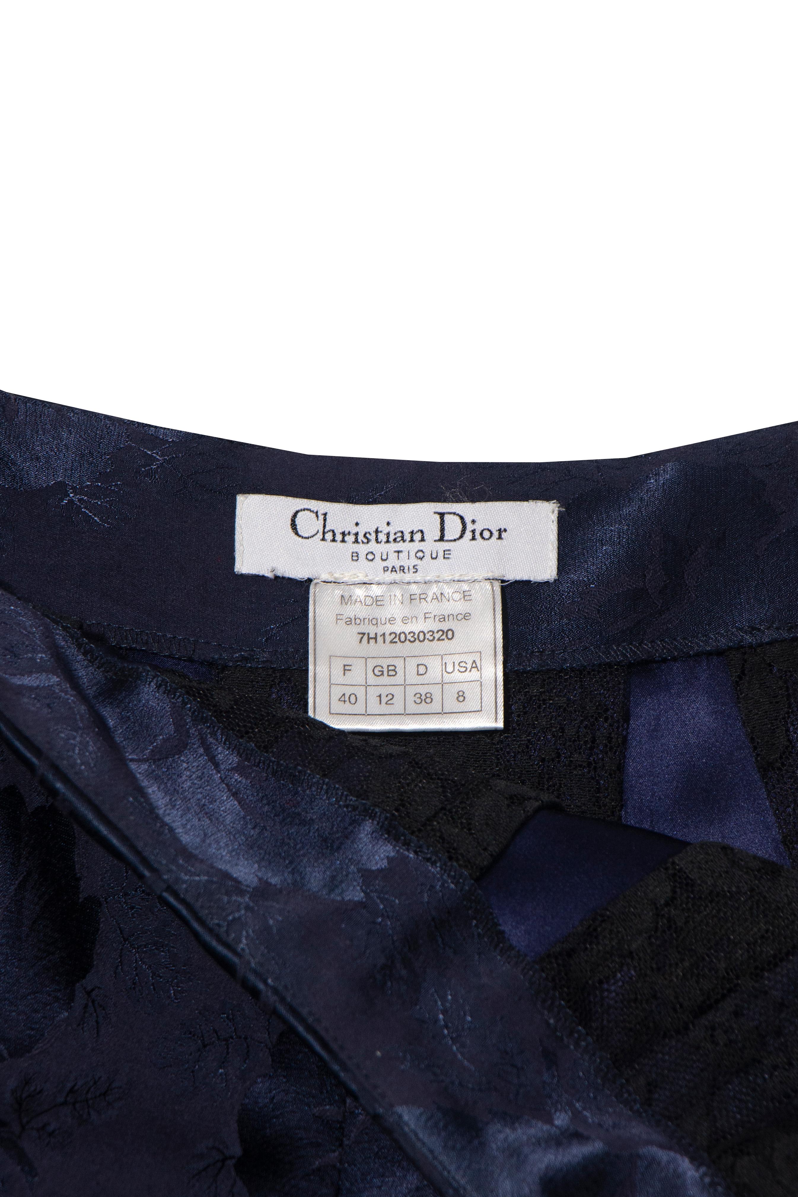 Christian Dior by John Galliano navy silk brocade & lace skirt, fw 1997 For Sale 9