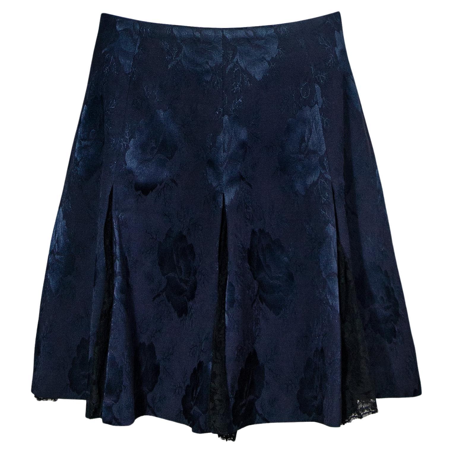 Christian Dior by John Galliano navy silk brocade & lace skirt, fw 1997 For Sale 10