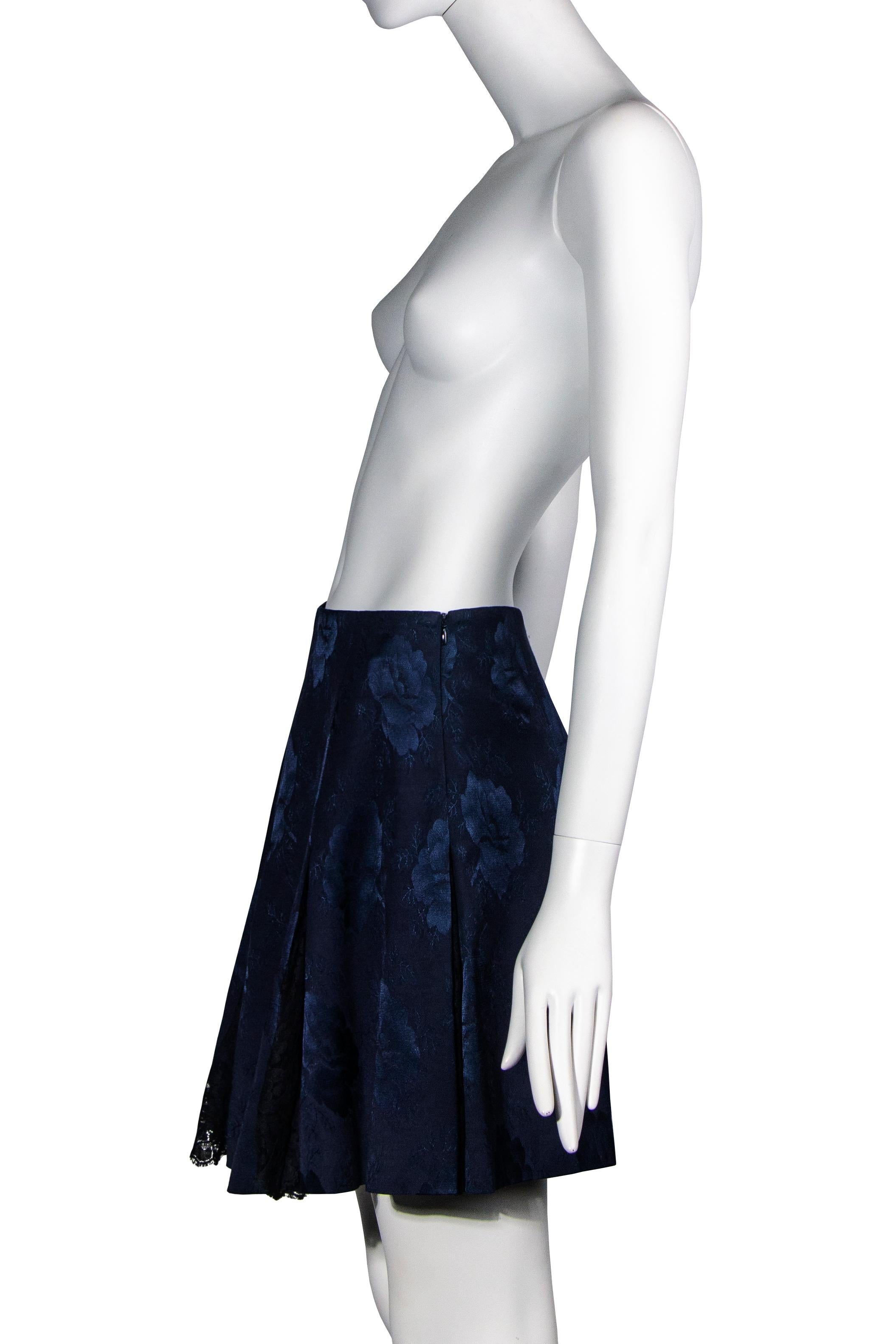 Christian Dior by John Galliano navy silk brocade & lace skirt, fw 1997 For Sale 5