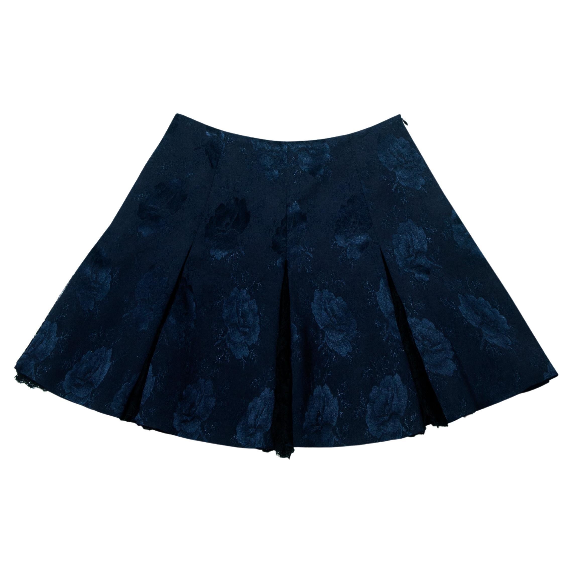 Christian Dior by John Galliano navy silk brocade & lace skirt, fw 1997 For Sale