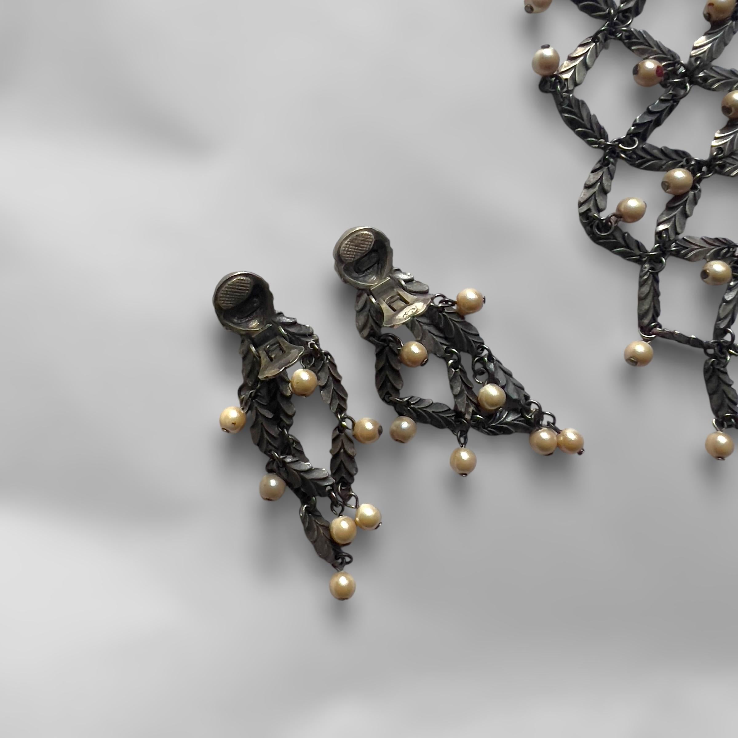 Christian Galliano for Christian Dior, Set di gioielli con perle e foglie, Circa 1998 in vendita 3