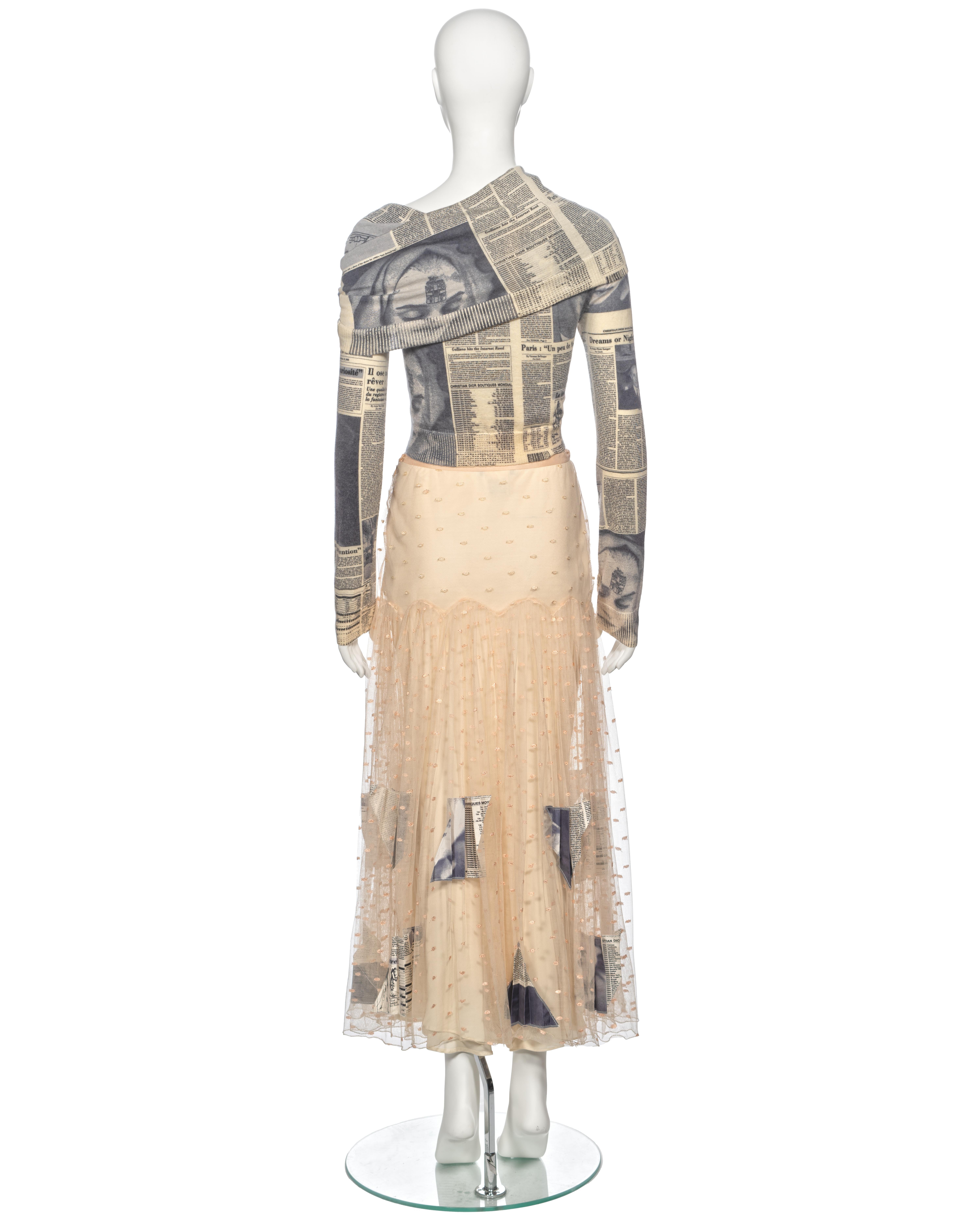 Christian Dior by John Galliano Newsprint Sweater and Tulle Skirt Set, fw 2000 For Sale 6