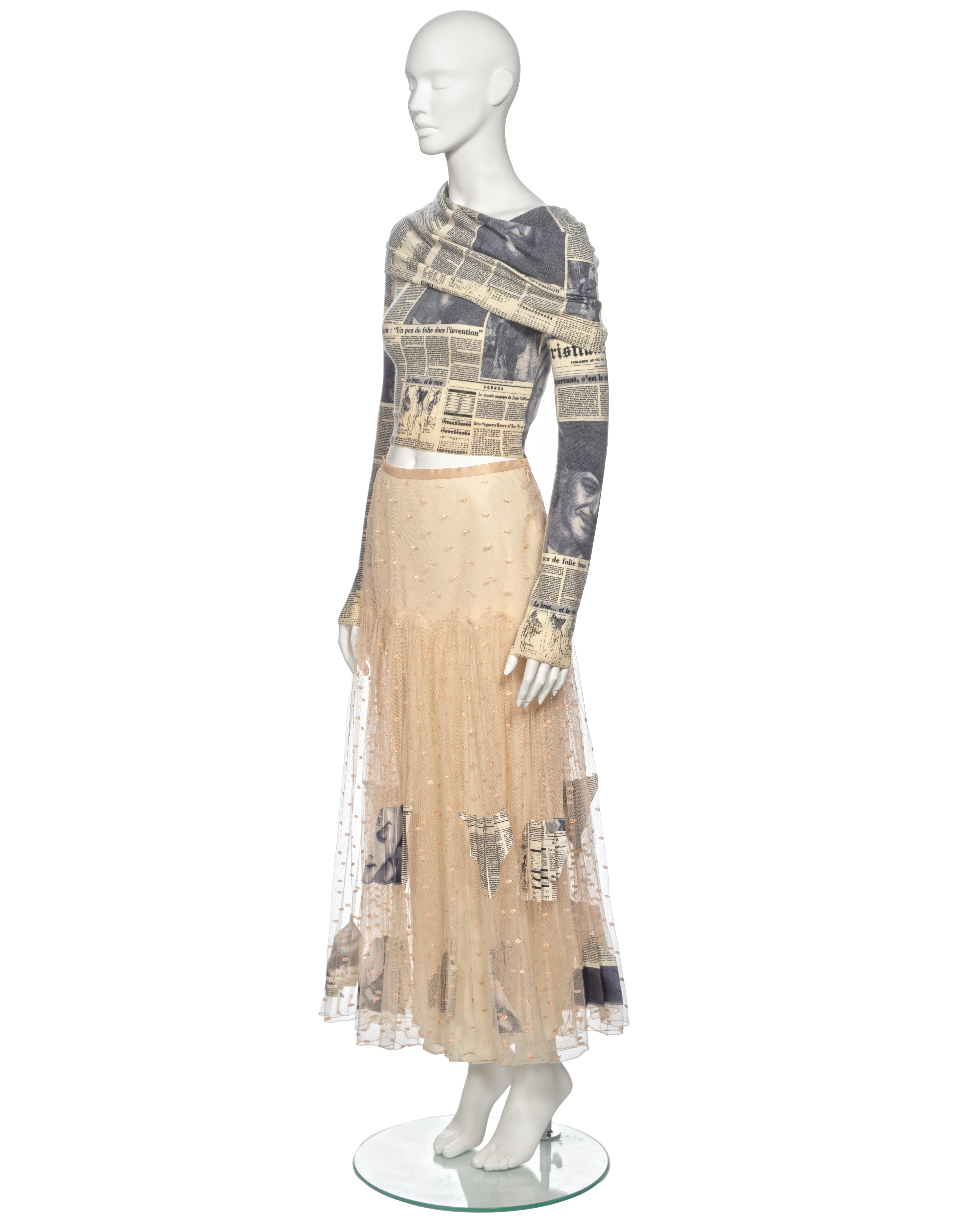 Christian Dior by John Galliano Newsprint Sweater and Tulle Skirt Set, fw 2000 For Sale 9