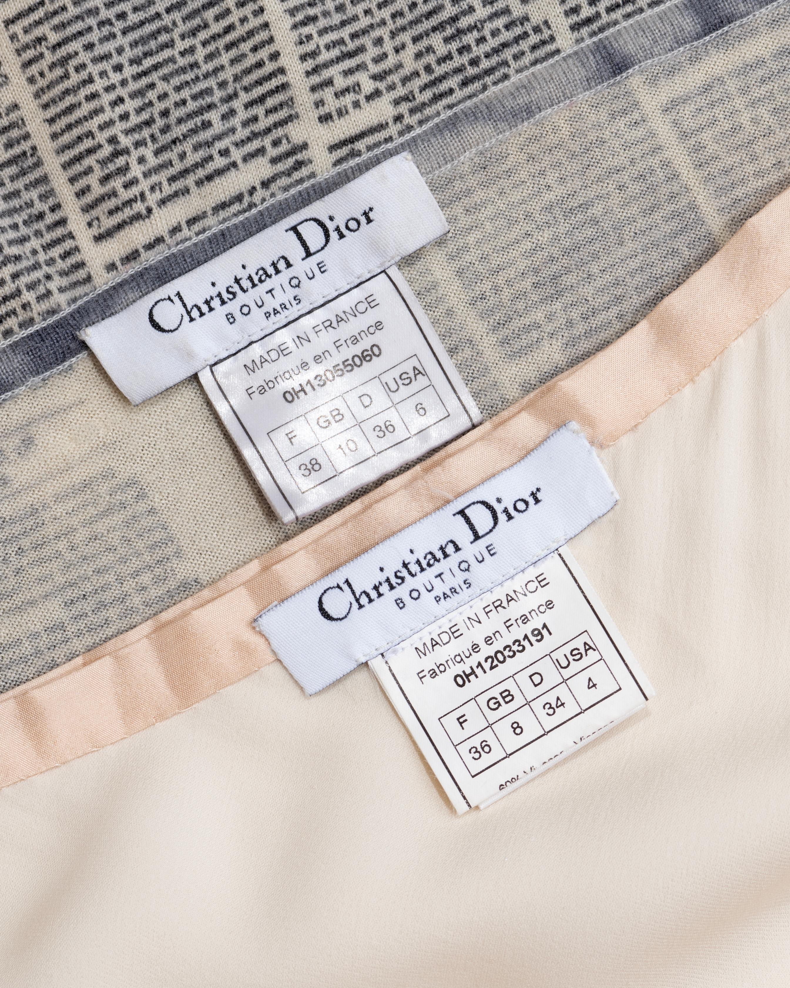 Ensemble pull et jupe en tulle Newsprint de Christian Dior par John Galliano, automne-hiver 2000 en vente 12