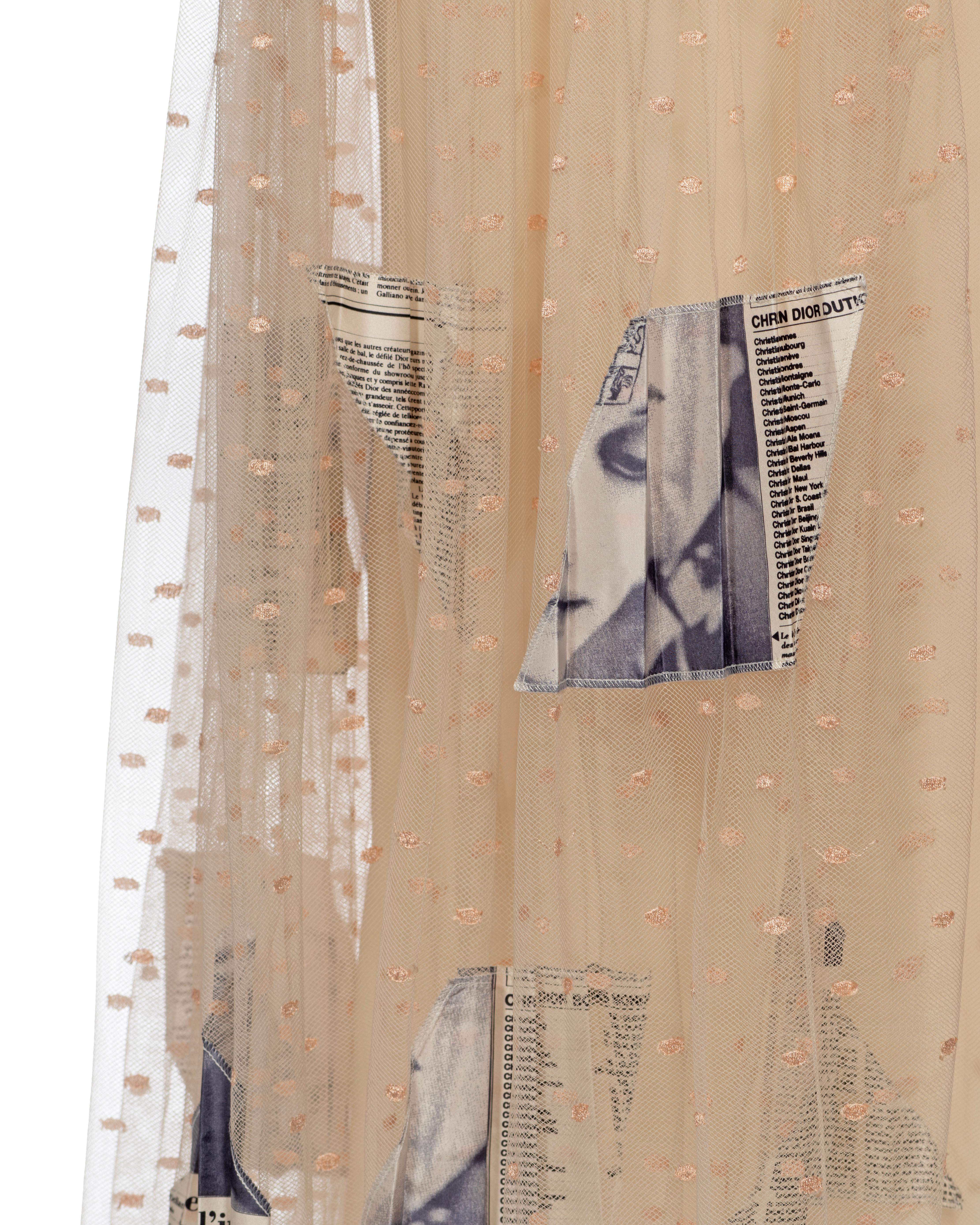 Ensemble pull et jupe en tulle Newsprint de Christian Dior par John Galliano, automne-hiver 2000 en vente 1