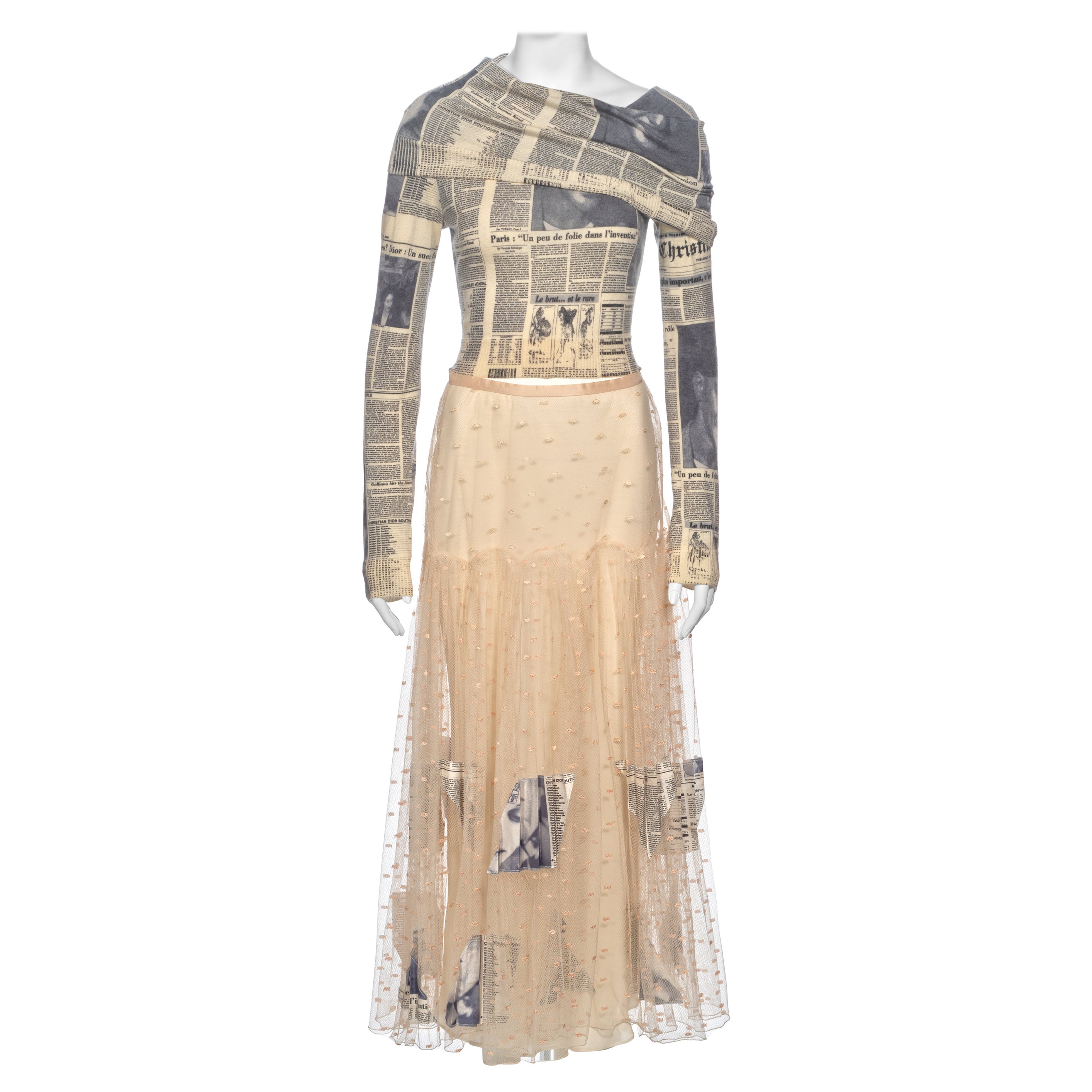 Christian Dior by John Galliano Conjunto de jersey de punto y falda de tul, fw 2000 en venta