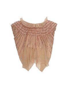 Christian Dior by John Galliano Nude Smocked Mesh and Sequin Corset Top, FW 2005