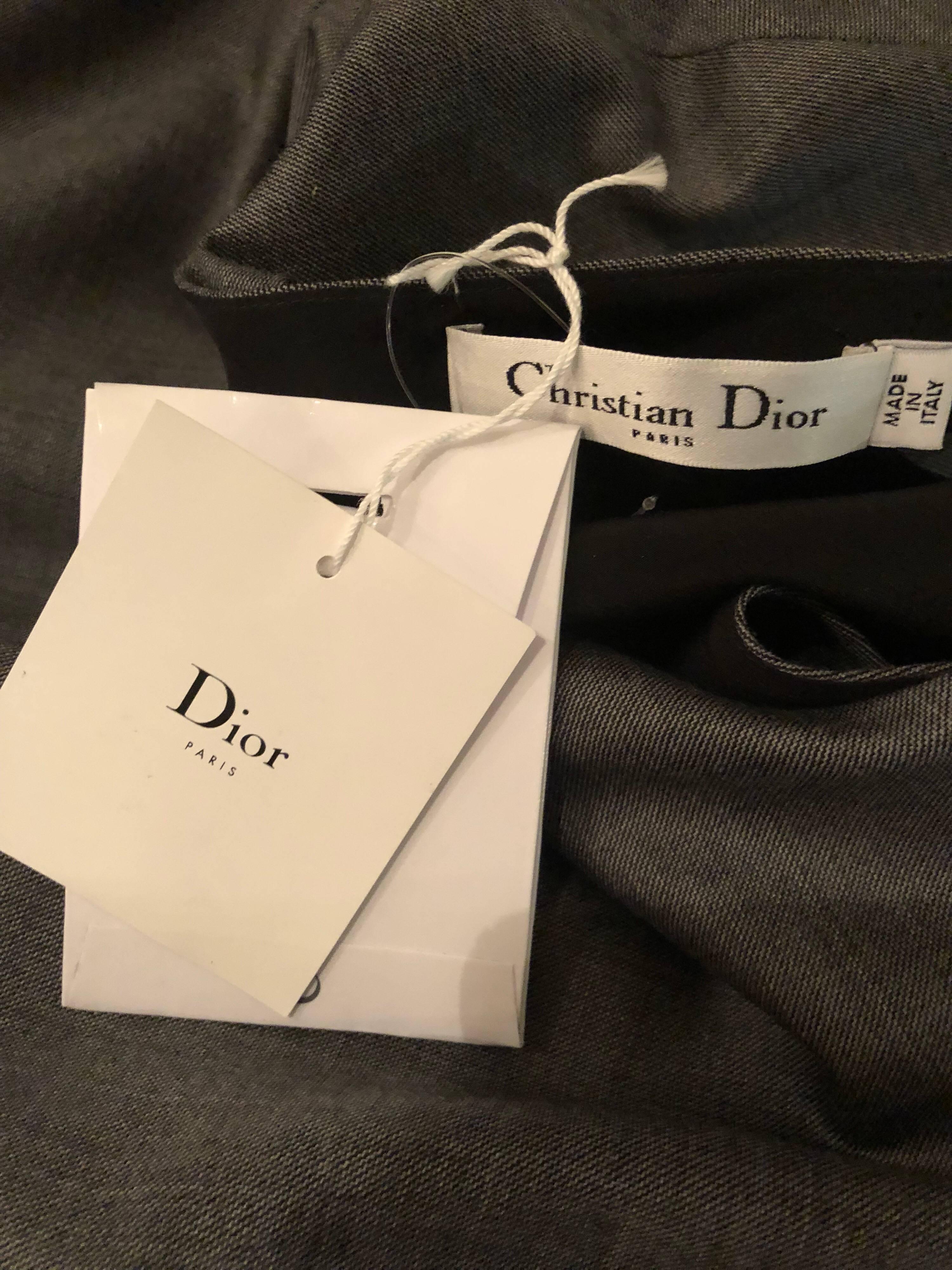 NWT Christian Dior John Galliano Size 8 / 10 Lightweight Wool Avant Garde Dress For Sale 2