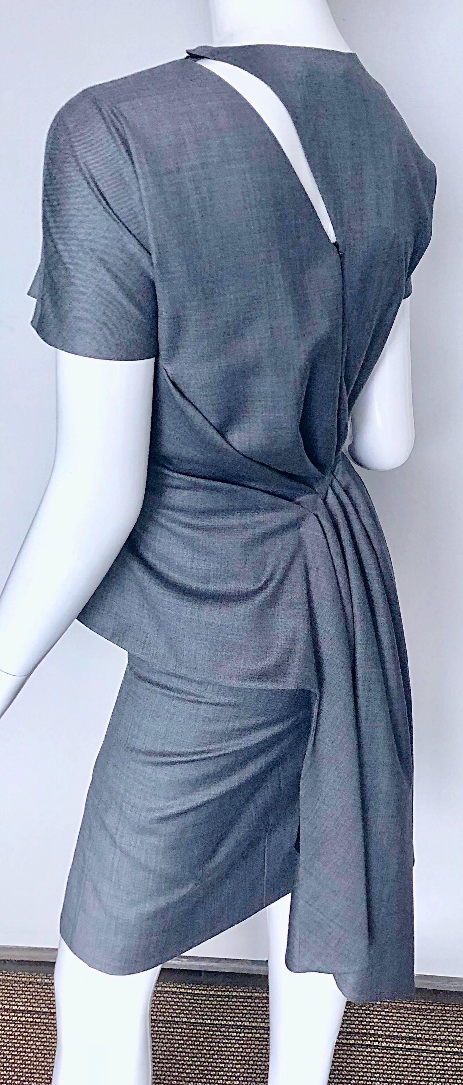 NWT Christian Dior John Galliano Size 8 / 10 Lightweight Wool Avant Garde Dress In New Condition For Sale In San Diego, CA