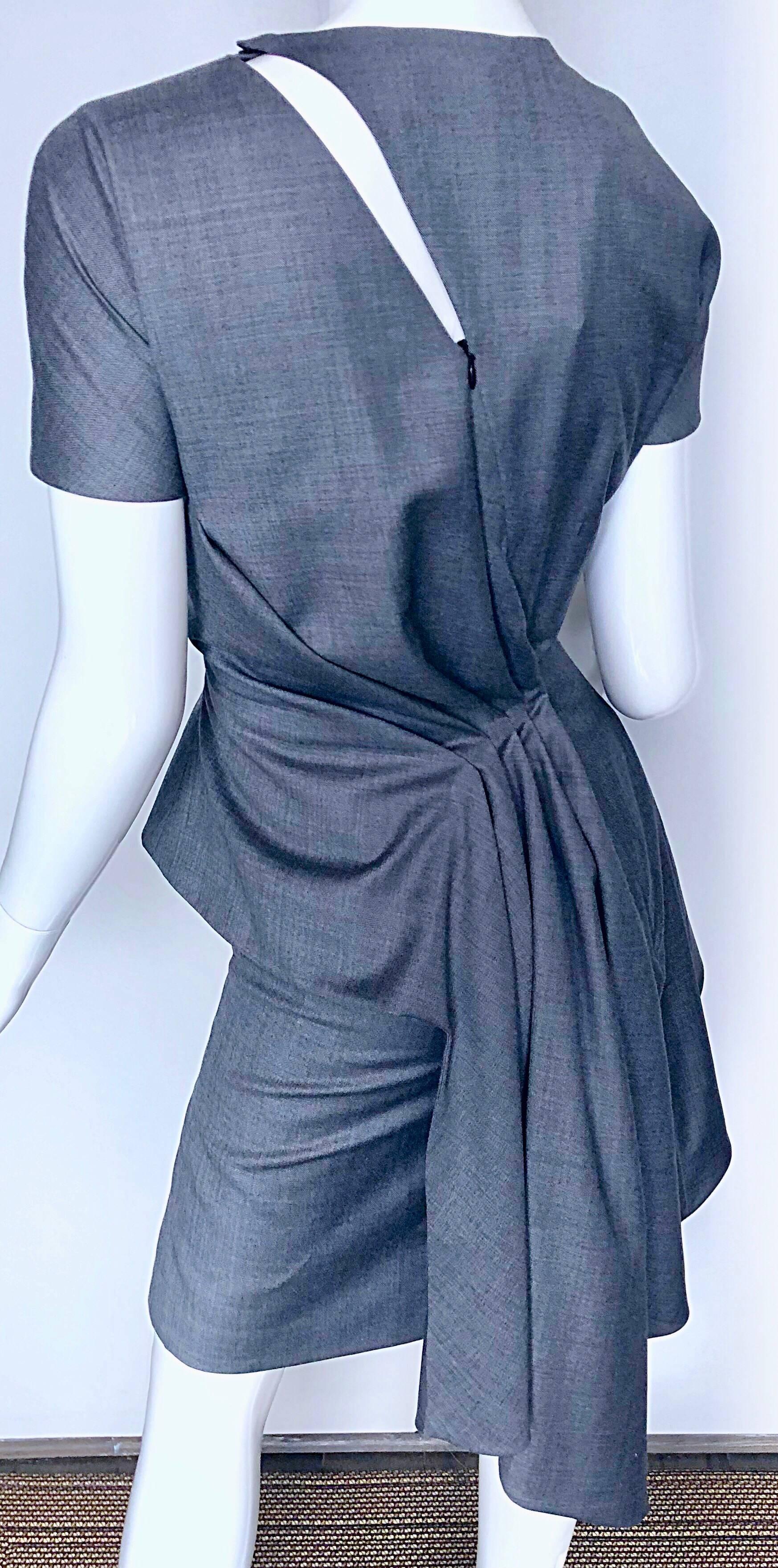 Women's NWT Christian Dior John Galliano Size 8 / 10 Lightweight Wool Avant Garde Dress For Sale