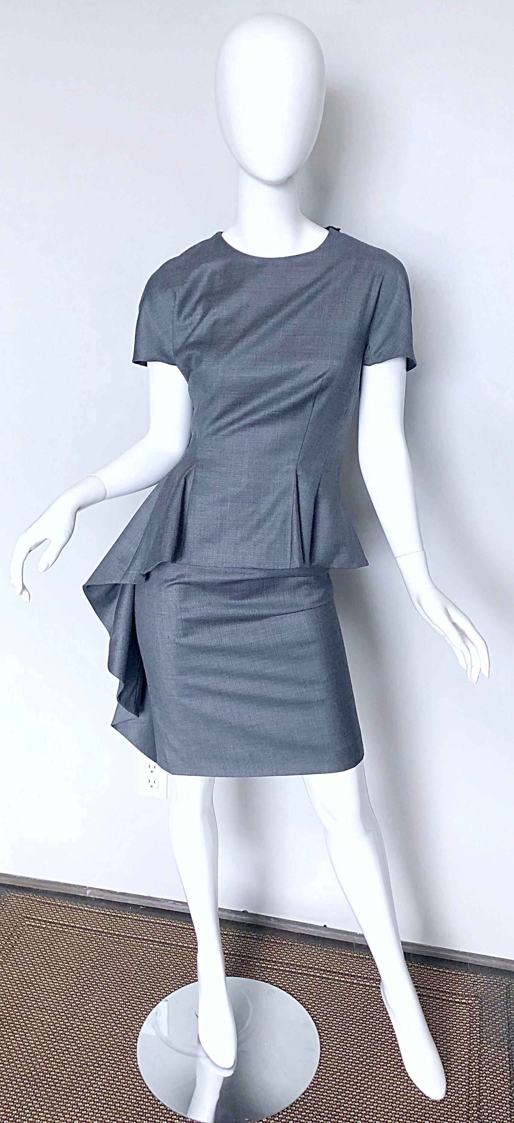 NWT Christian Dior John Galliano Size 8 / 10 Lightweight Wool Avant Garde Dress For Sale 1