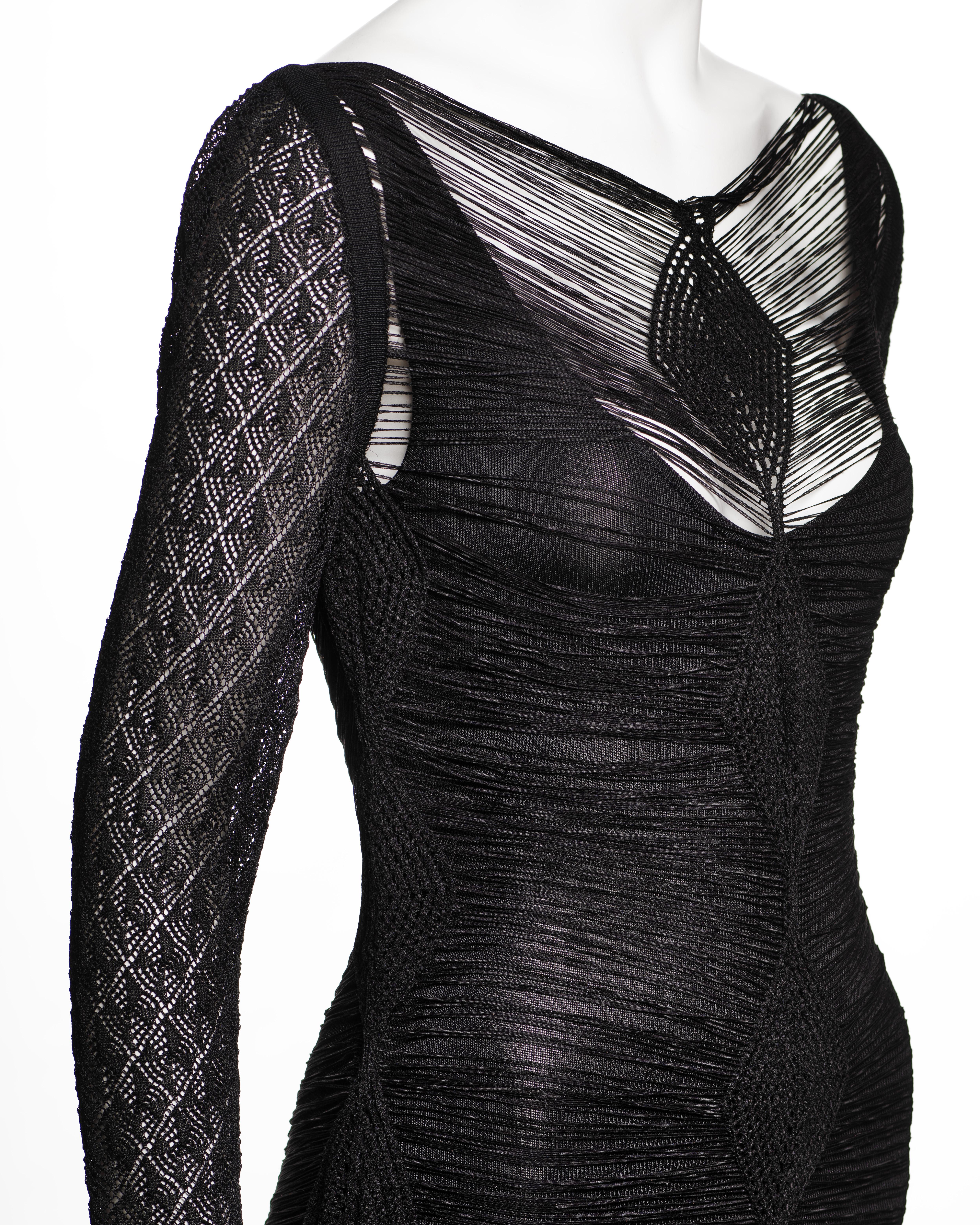 Christian Galliano for Christian Dior, vestito da sera in maglia di viscosa traforata, SS 1999 in vendita 5
