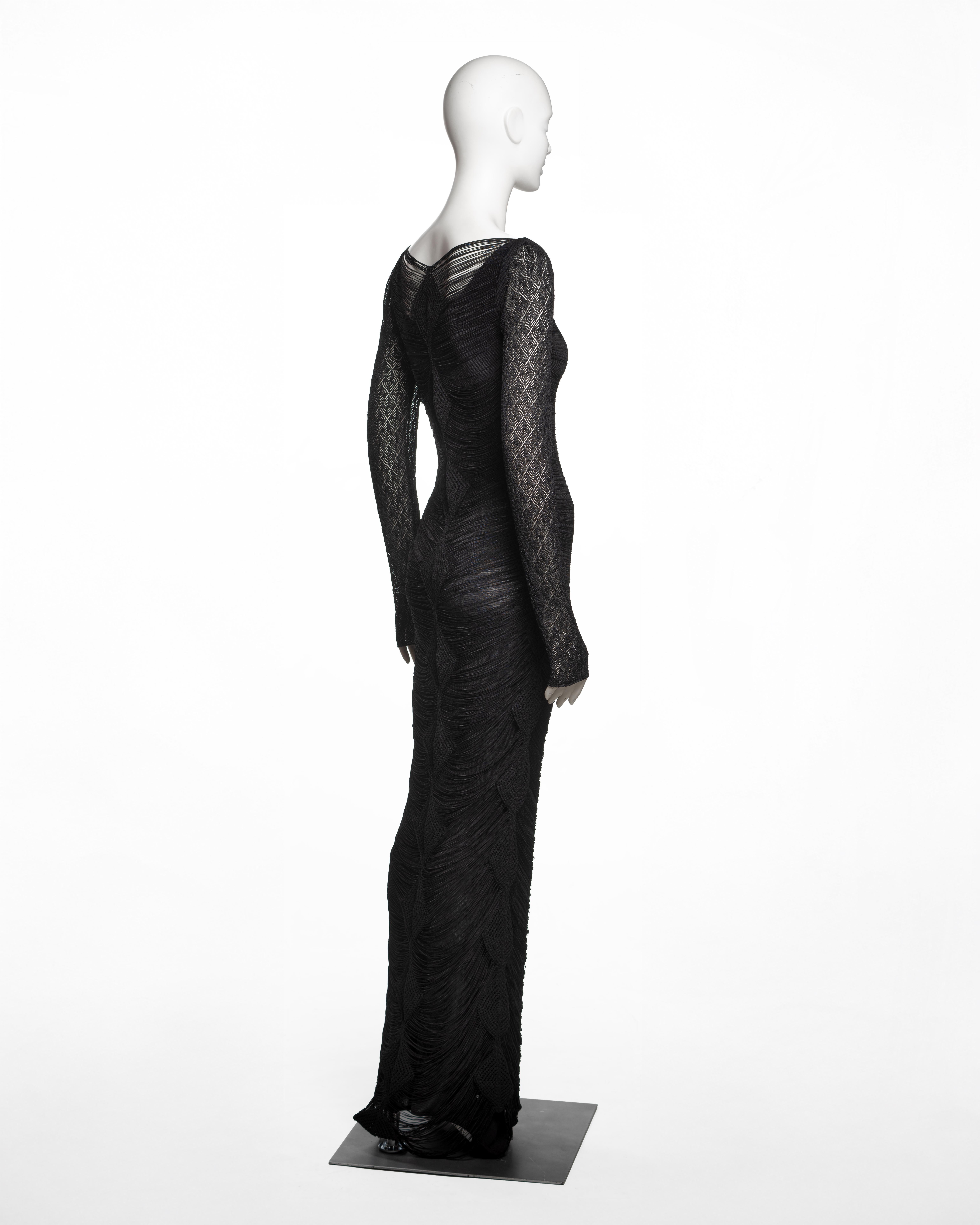 Christian Galliano for Christian Dior, vestito da sera in maglia di viscosa traforata, SS 1999 in vendita 6