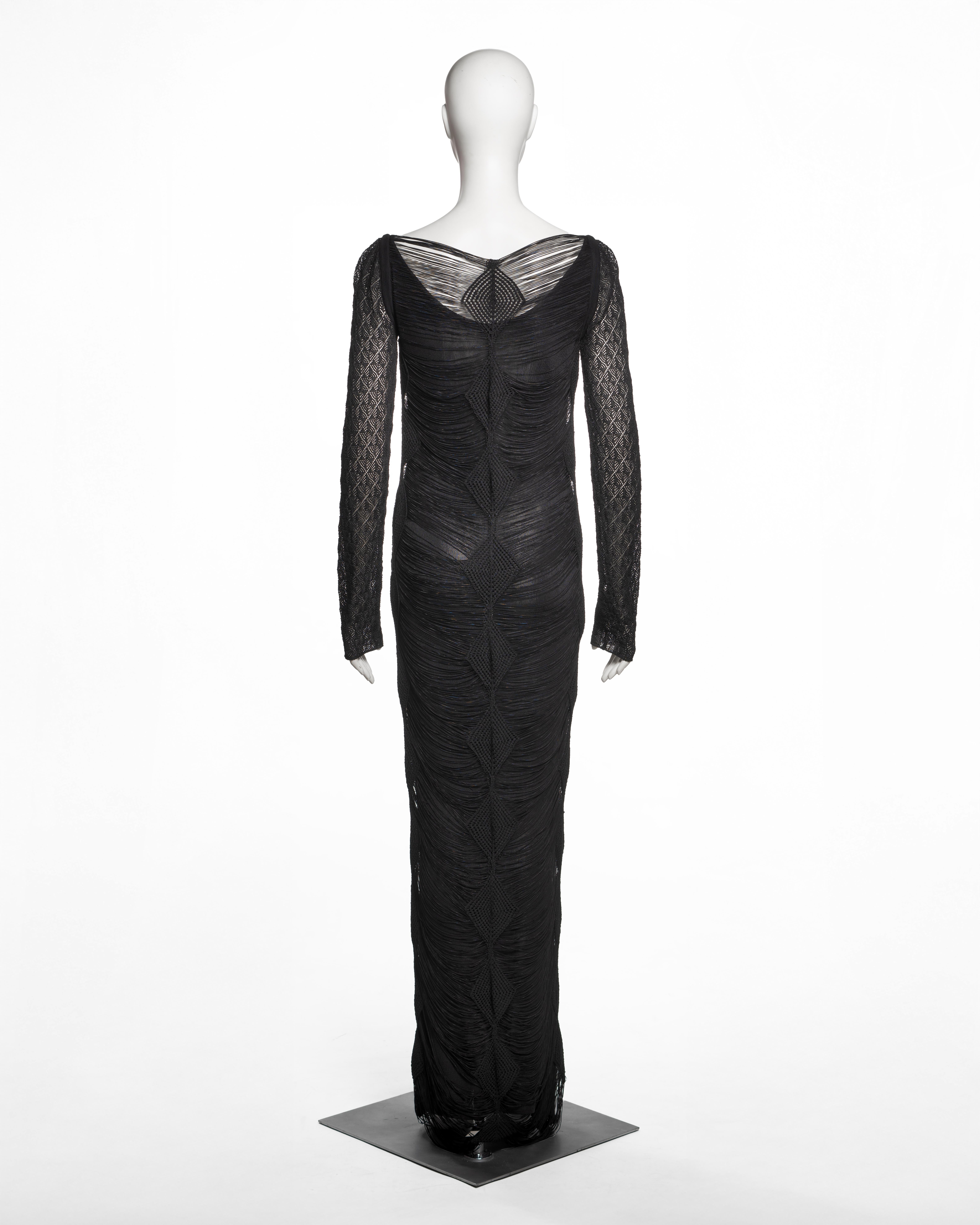 Christian Galliano for Christian Dior, vestito da sera in maglia di viscosa traforata, SS 1999 in vendita 8