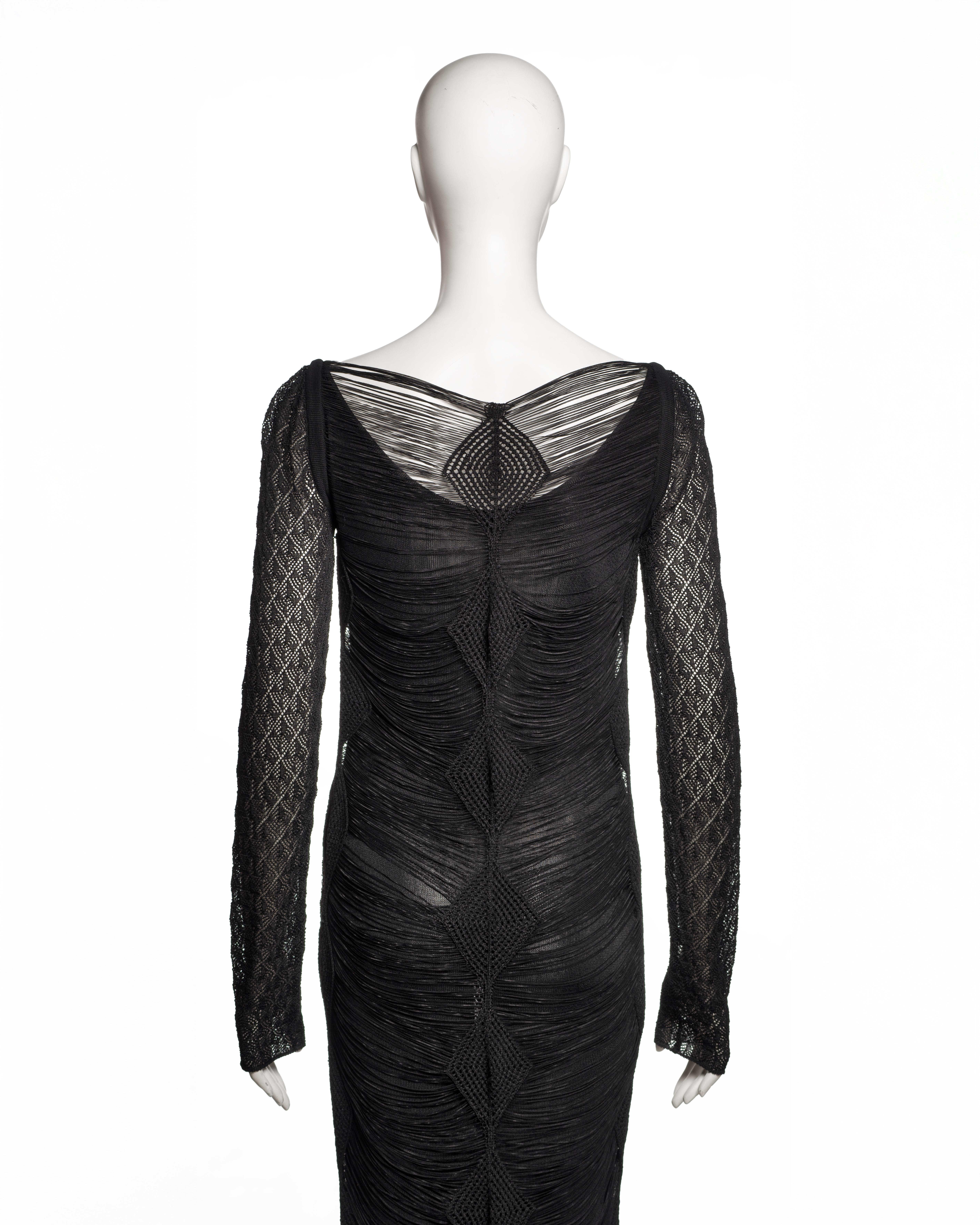 Christian Galliano for Christian Dior, vestito da sera in maglia di viscosa traforata, SS 1999 in vendita 9