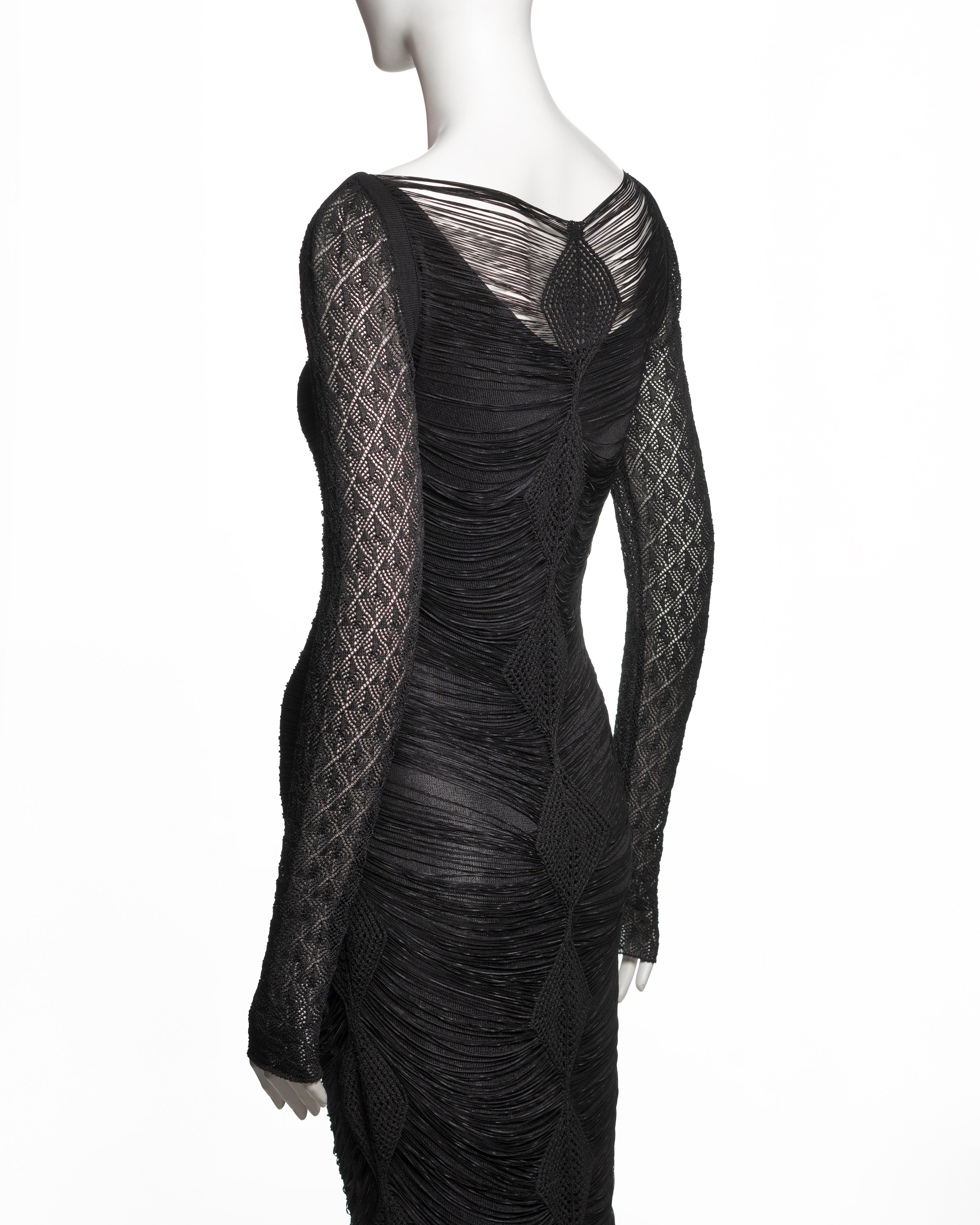 Christian Galliano for Christian Dior, vestito da sera in maglia di viscosa traforata, SS 1999 in vendita 11