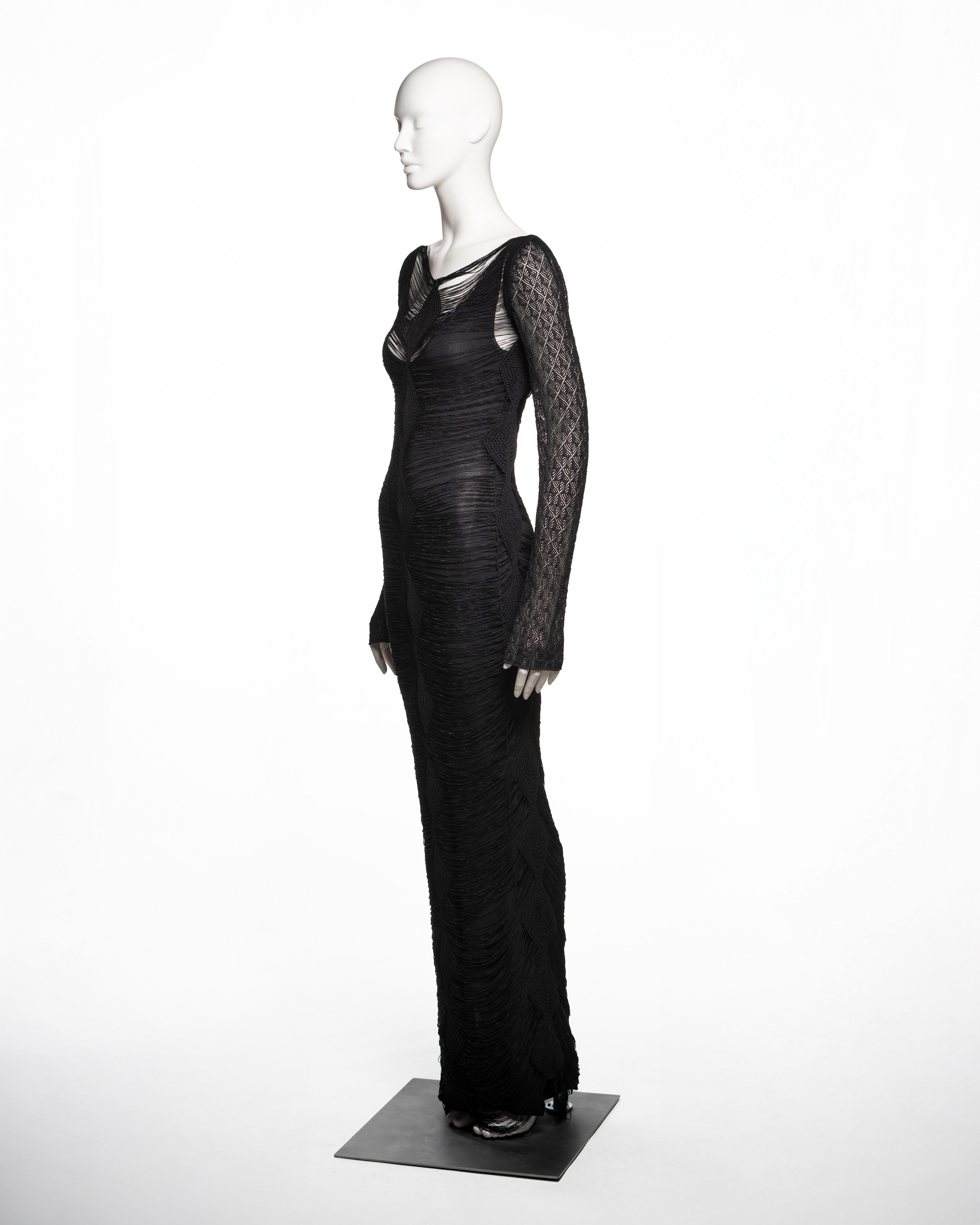Christian Galliano for Christian Dior, vestito da sera in maglia di viscosa traforata, SS 1999 in vendita 12
