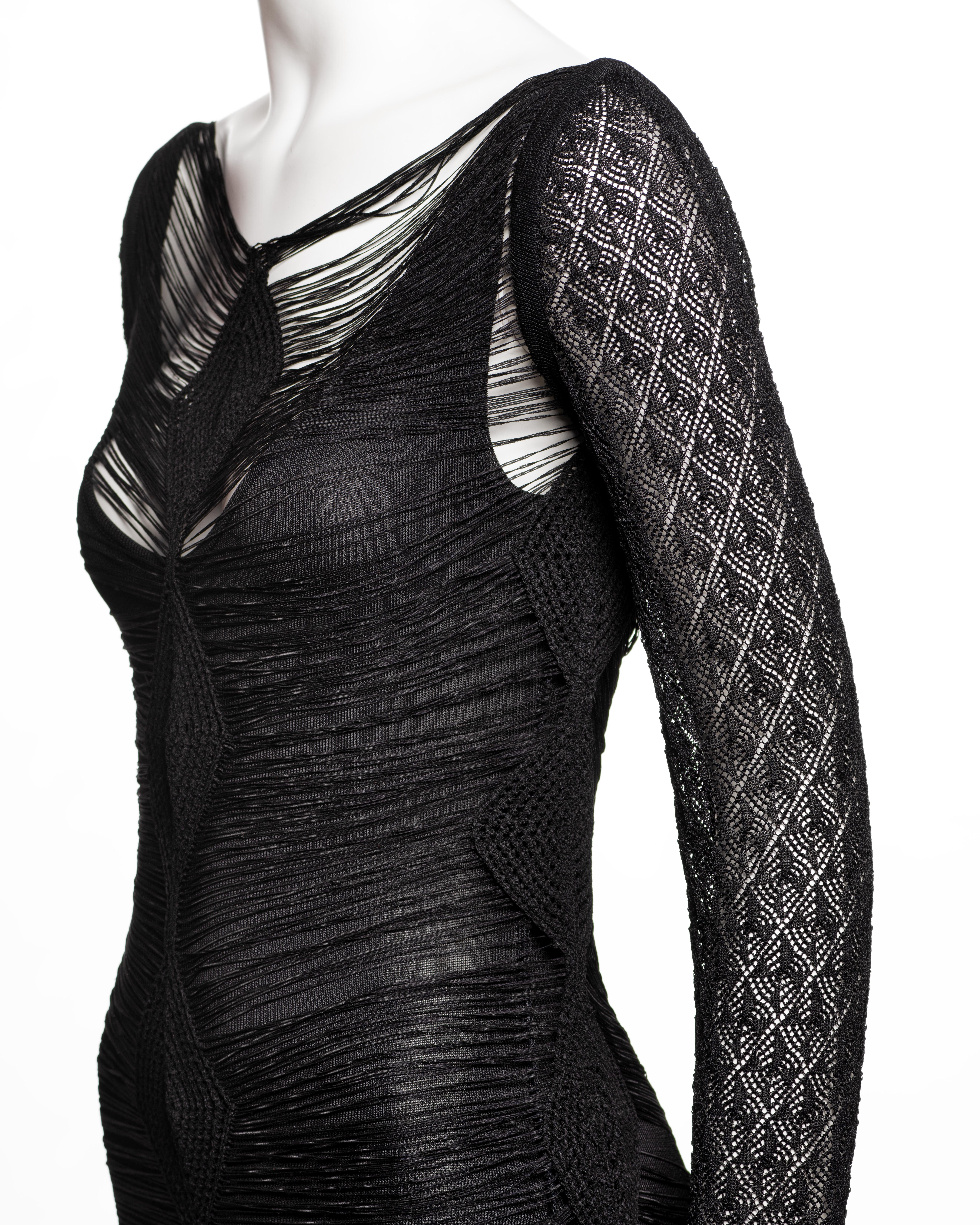 Christian Galliano for Christian Dior, vestito da sera in maglia di viscosa traforata, SS 1999 in vendita 14