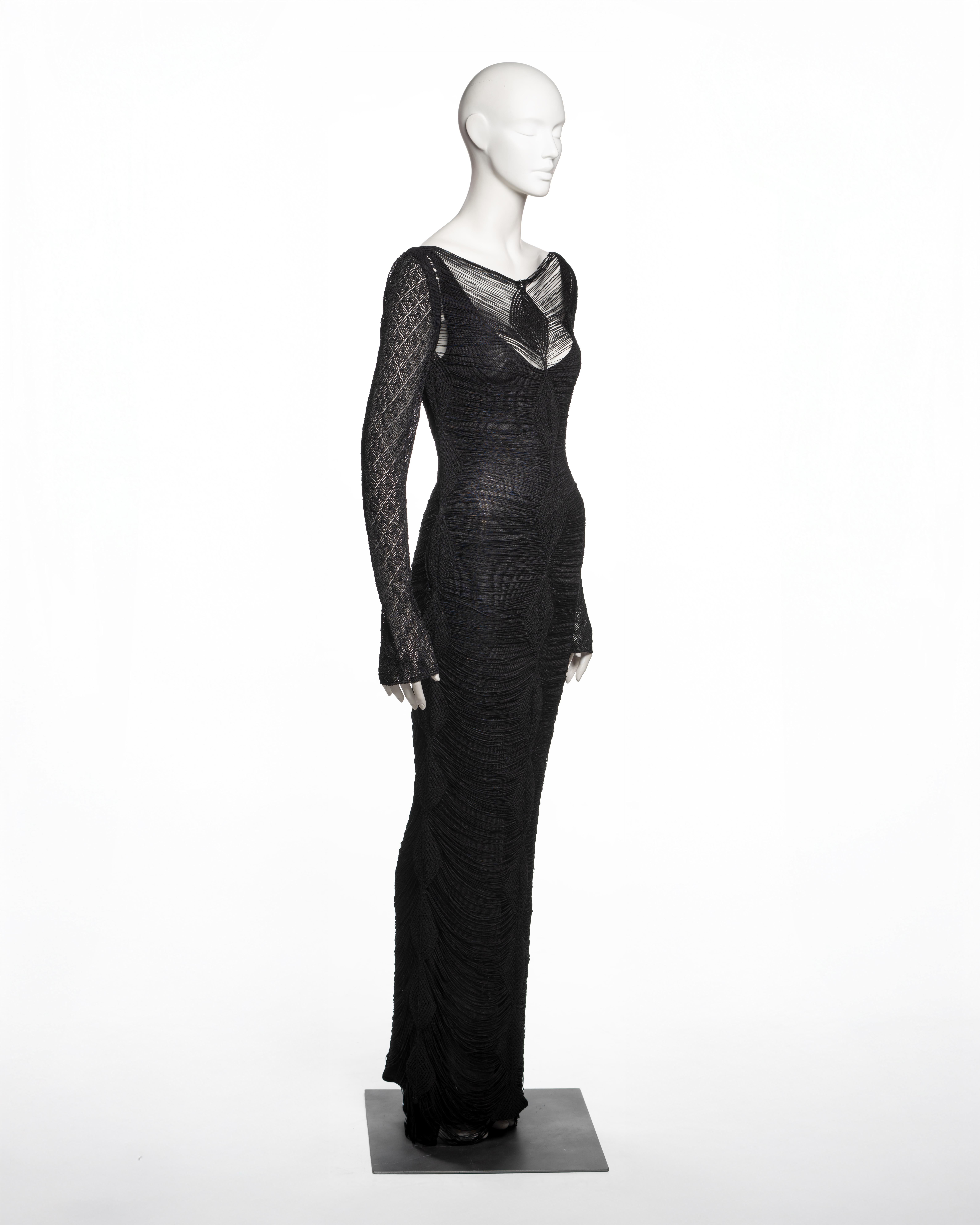 Christian Galliano for Christian Dior, vestito da sera in maglia di viscosa traforata, SS 1999 in vendita 2