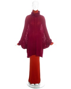 Christian Dior by John Galliano orange and maroon sweater dress set, fw 1998