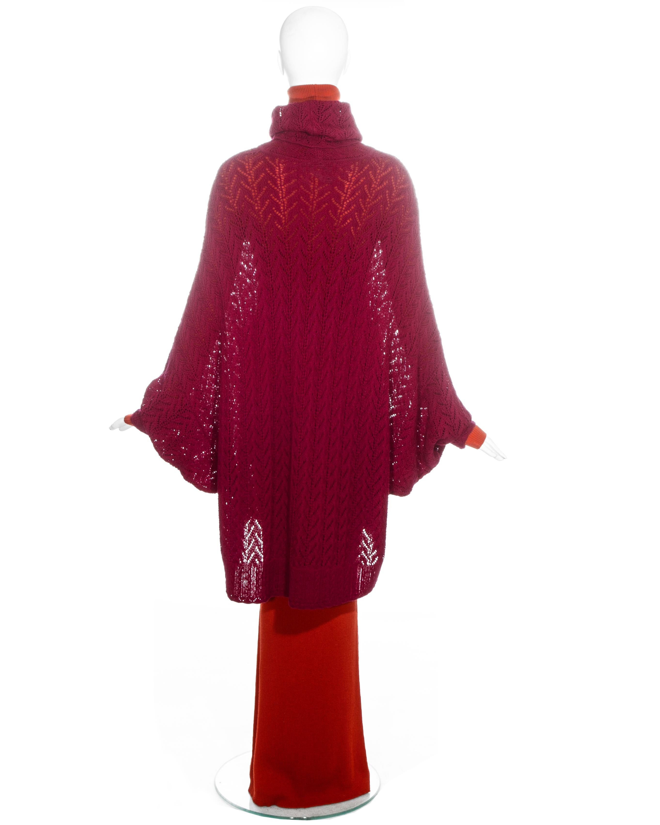 Christian Dior by John Galliano orange and maroon sweater dress set, fw 1998 In Excellent Condition For Sale In London, GB