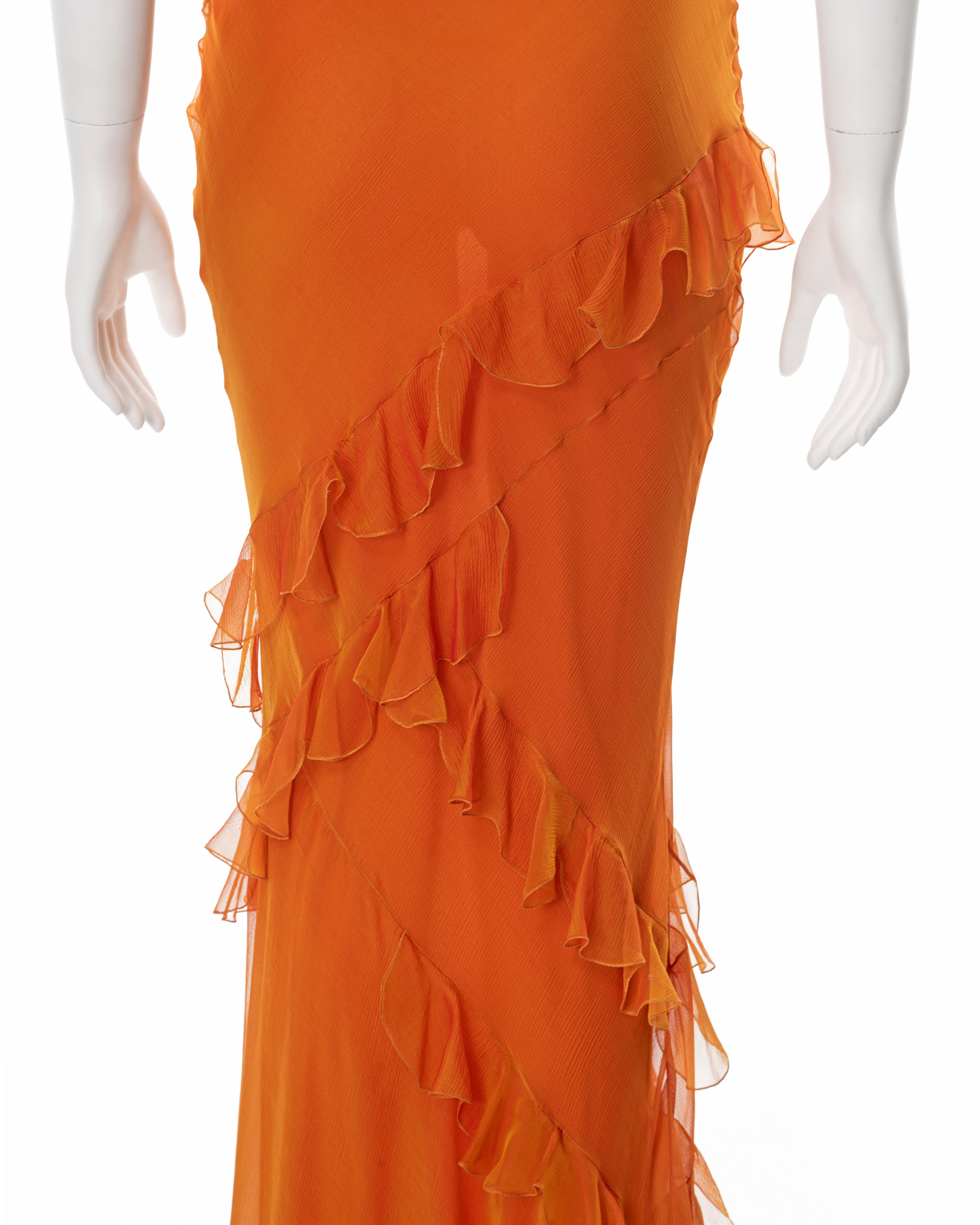 Christian Dior by John Galliano orange bias cut silk chiffon dress, ss 2004 6