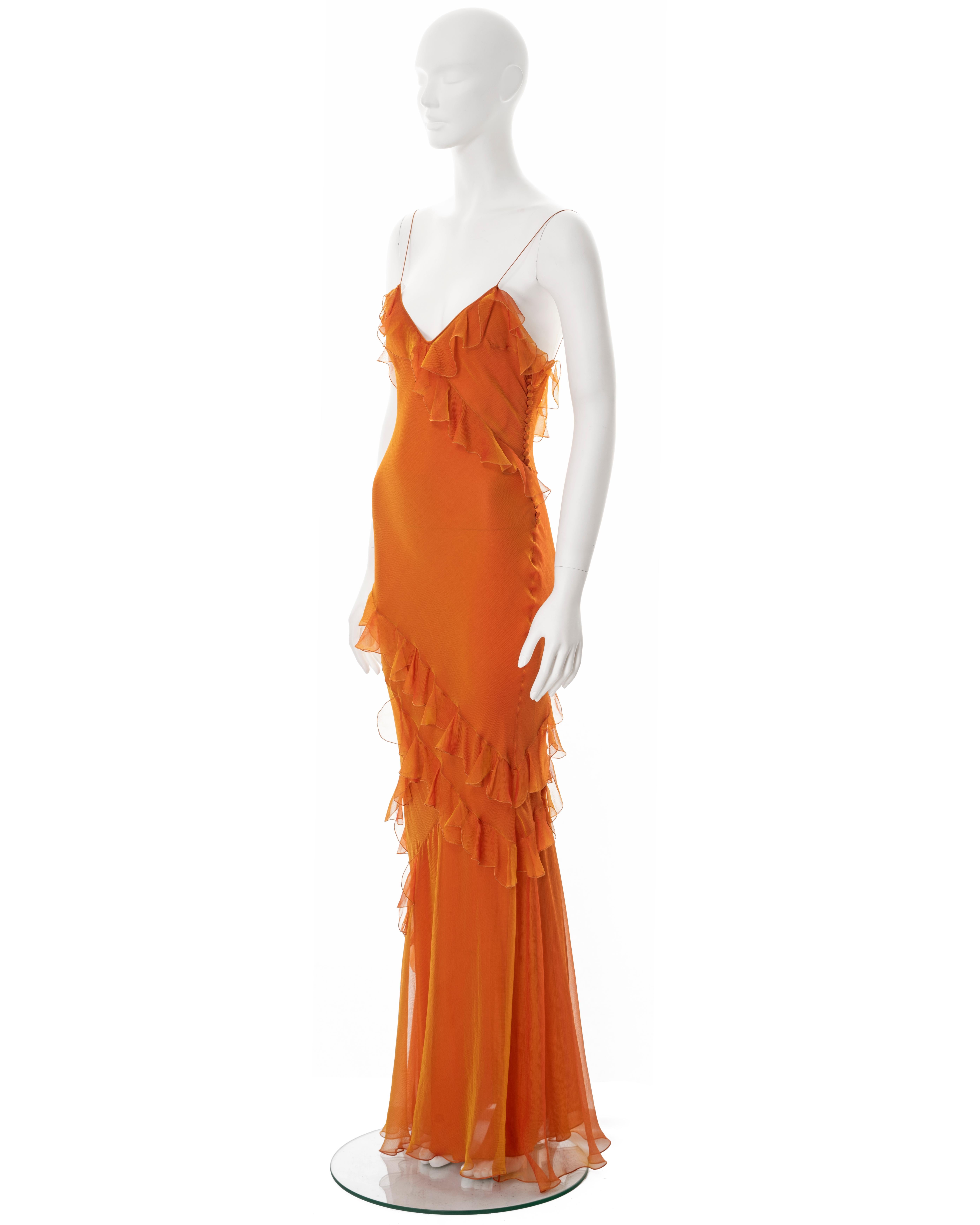 Christian Dior by John Galliano orange bias cut silk chiffon dress, ss 2004 7