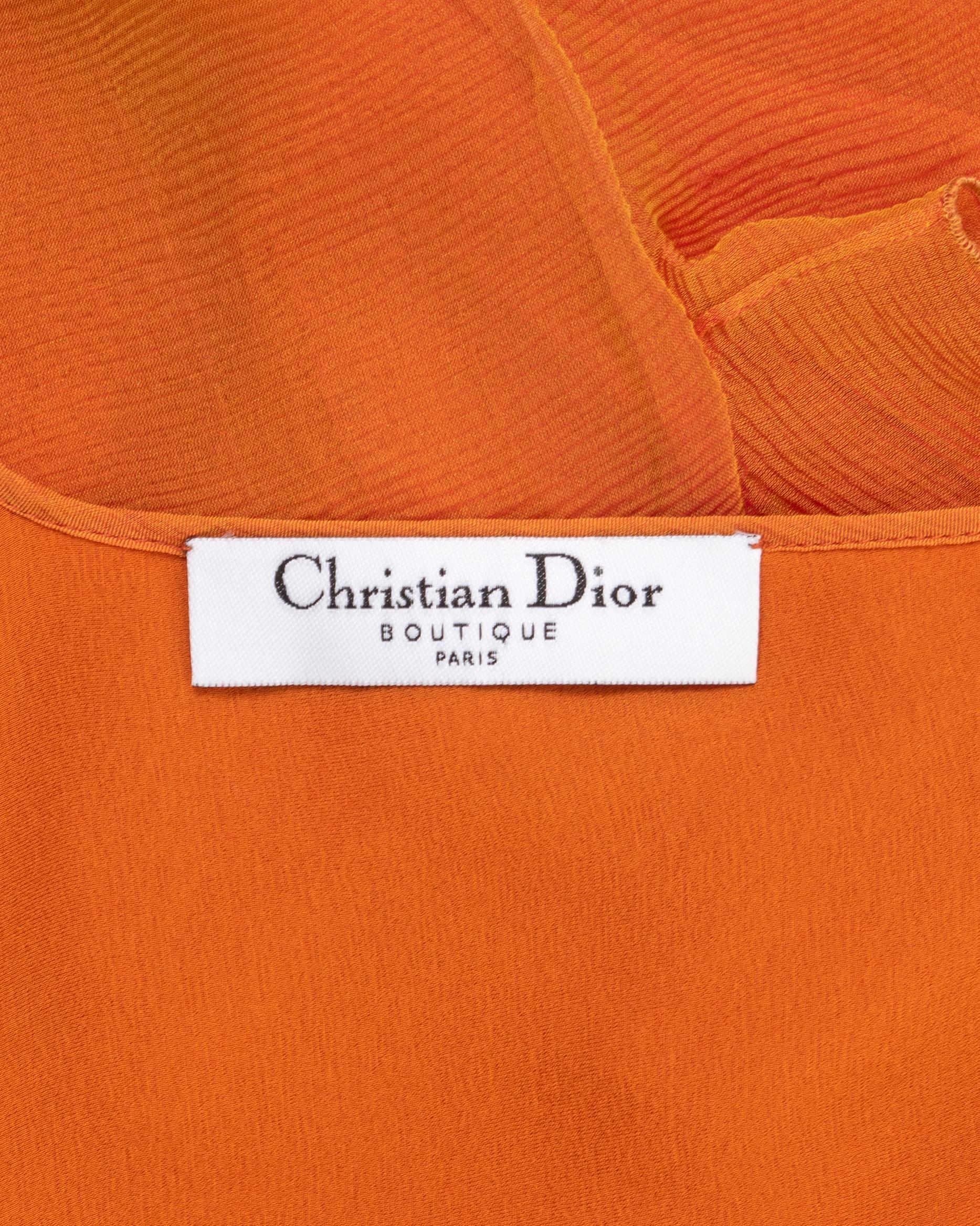 Christian Dior by John Galliano orange bias cut silk chiffon dress, ss 2004 8