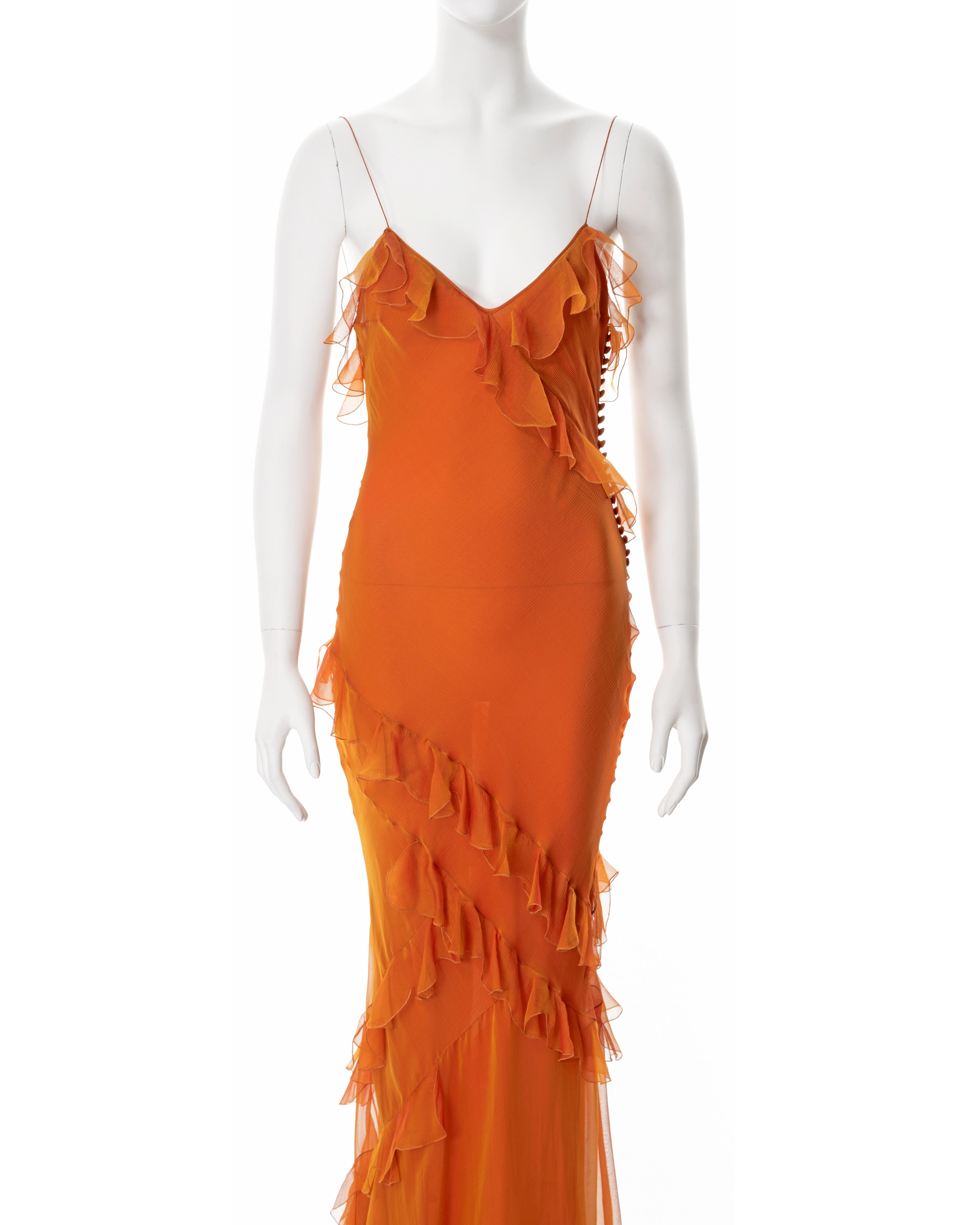 Christian Dior by John Galliano orange bias cut silk chiffon dress, ss 2004 In Excellent Condition In London, GB
