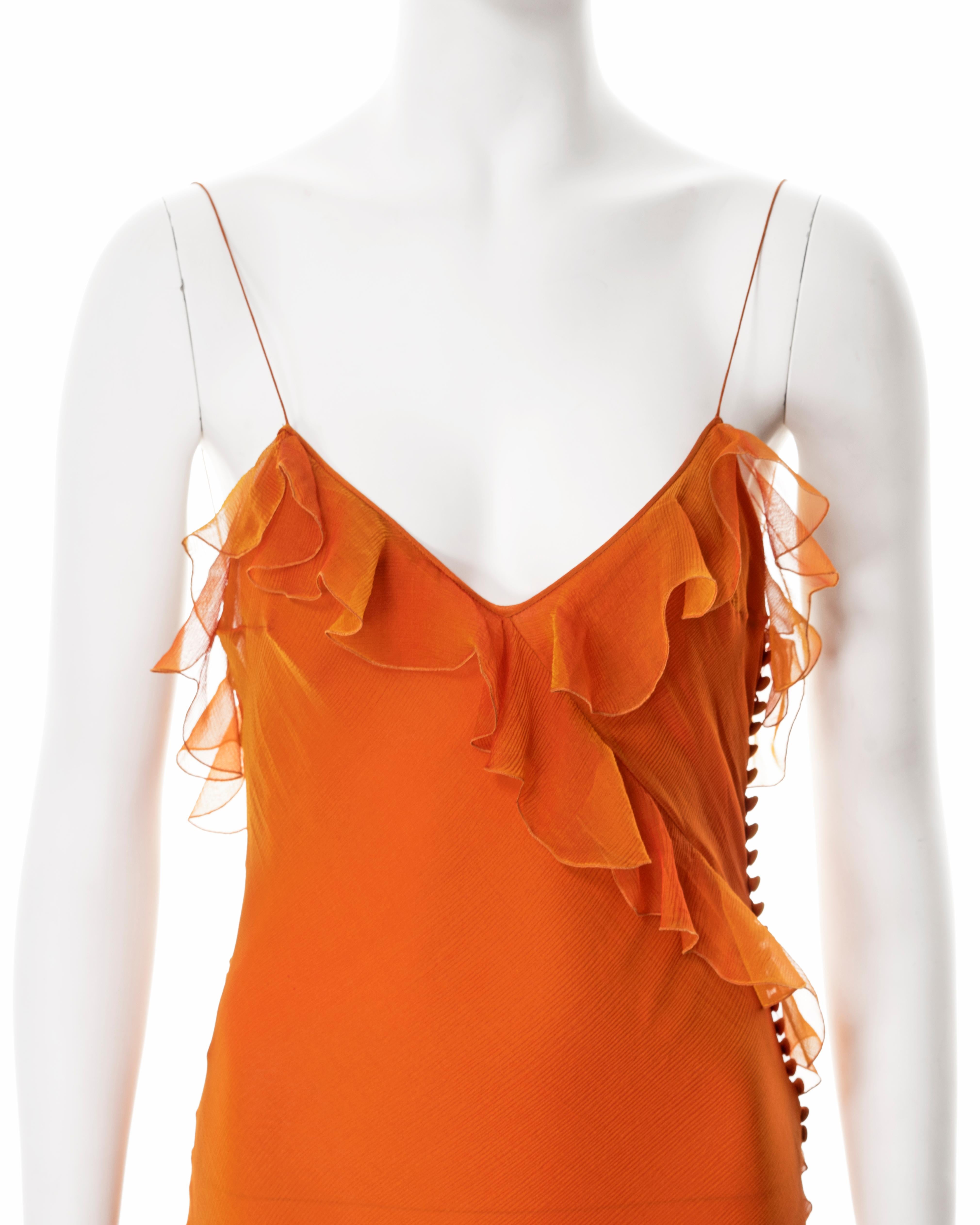 Women's Christian Dior by John Galliano orange bias cut silk chiffon dress, ss 2004