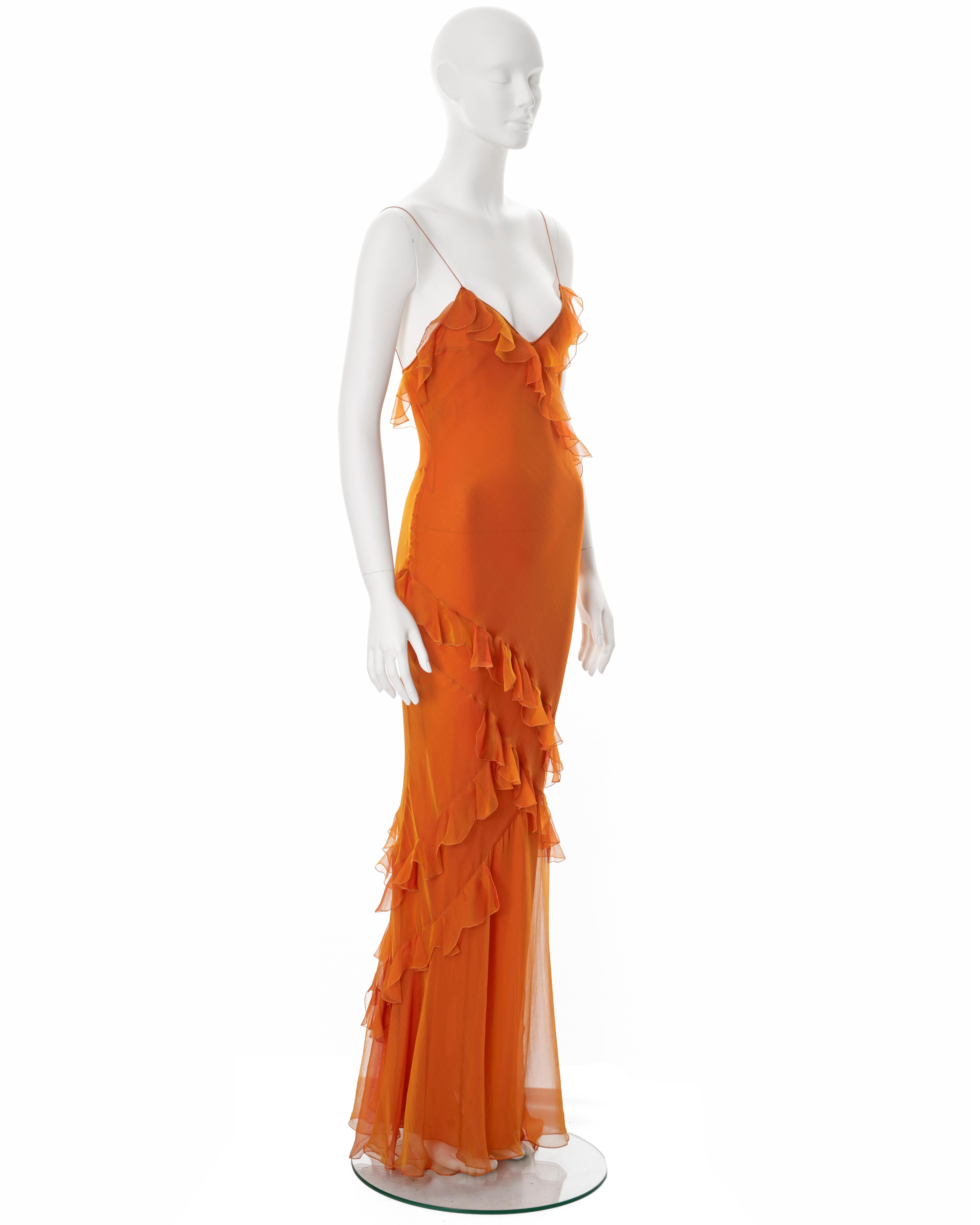 Christian Dior by John Galliano orange bias cut silk chiffon dress, ss 2004 1