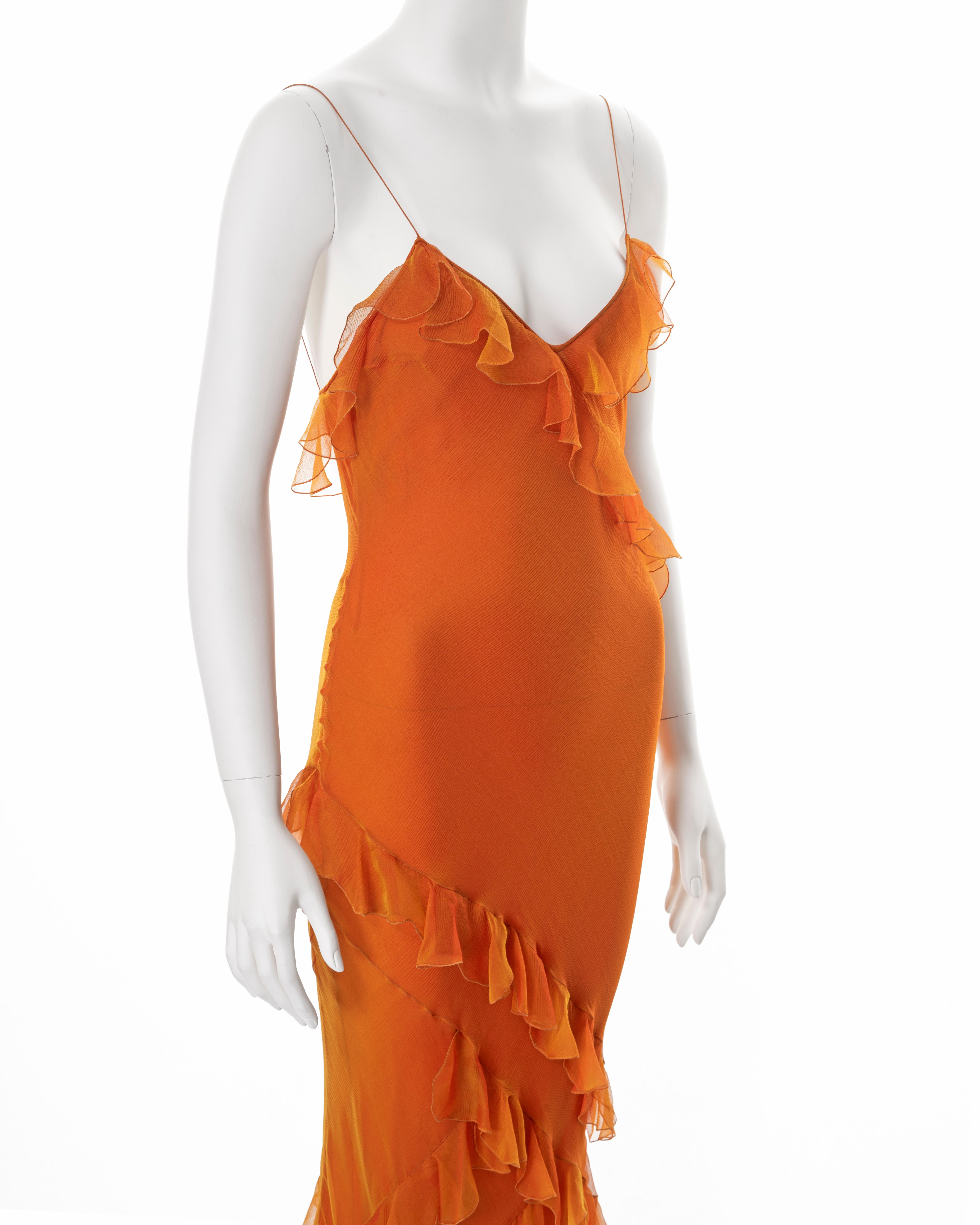 Christian Dior by John Galliano orange bias cut silk chiffon dress, ss 2004 2