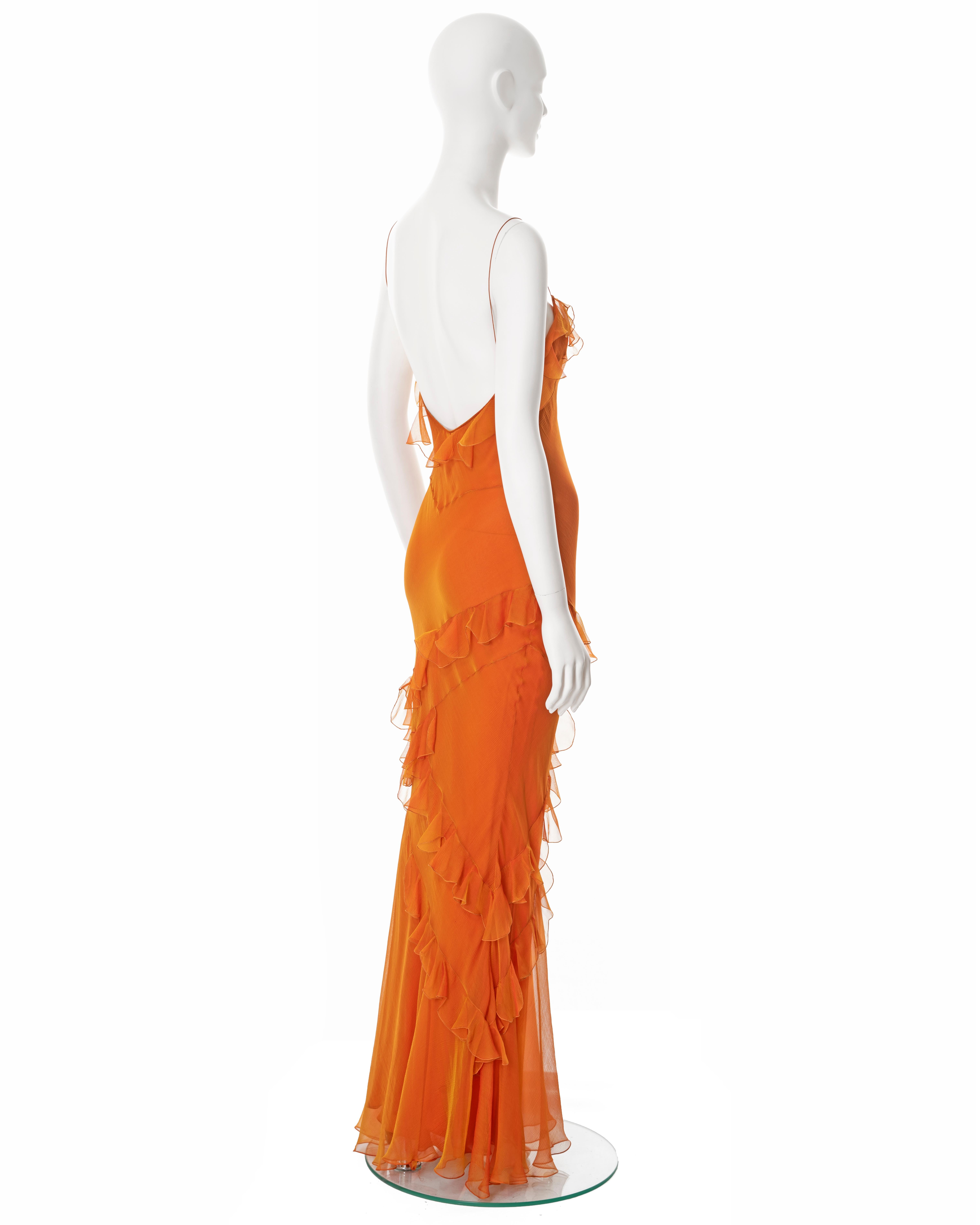 Christian Dior by John Galliano orange bias cut silk chiffon dress, ss 2004 3
