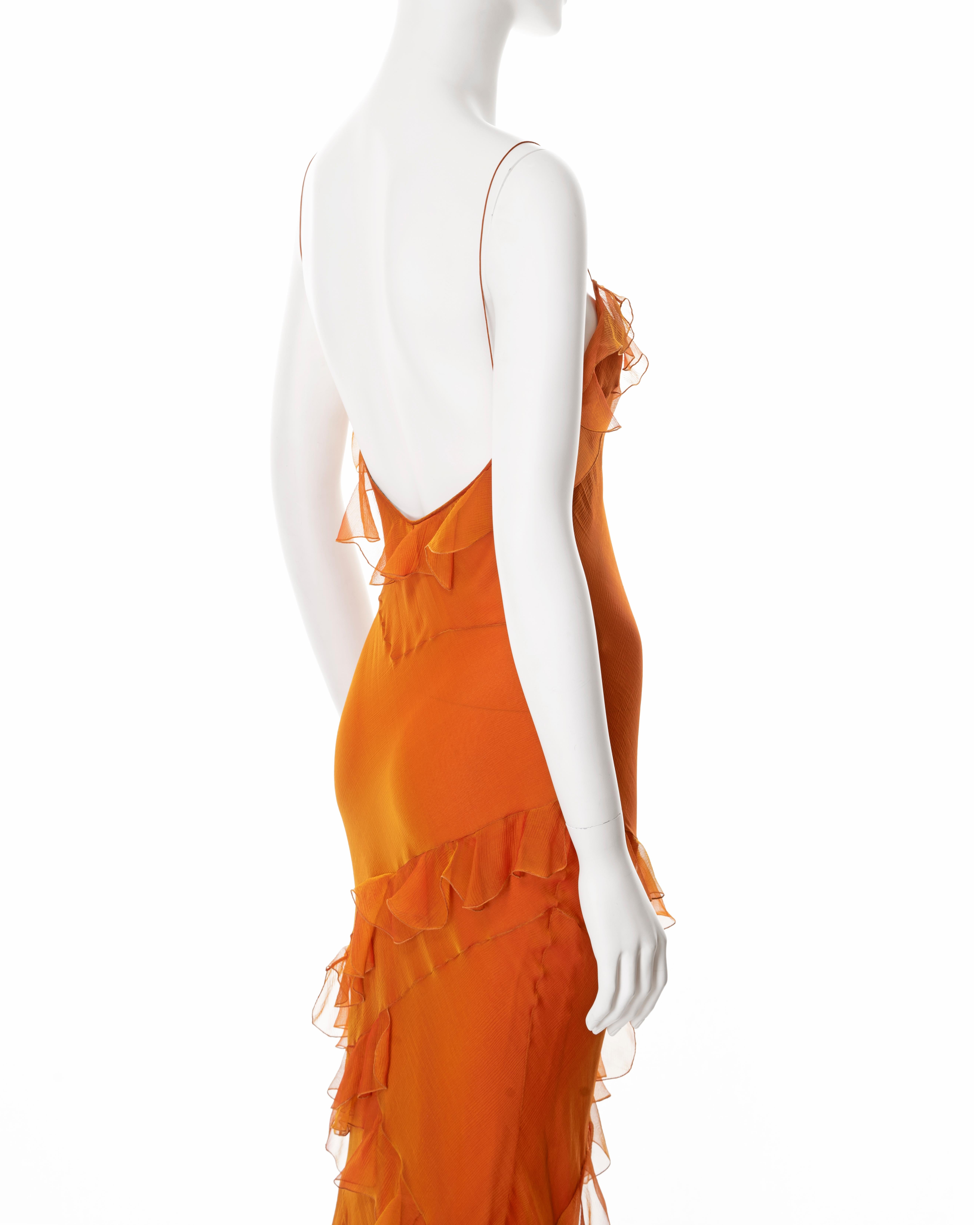 Christian Dior by John Galliano orange bias cut silk chiffon dress, ss 2004 4