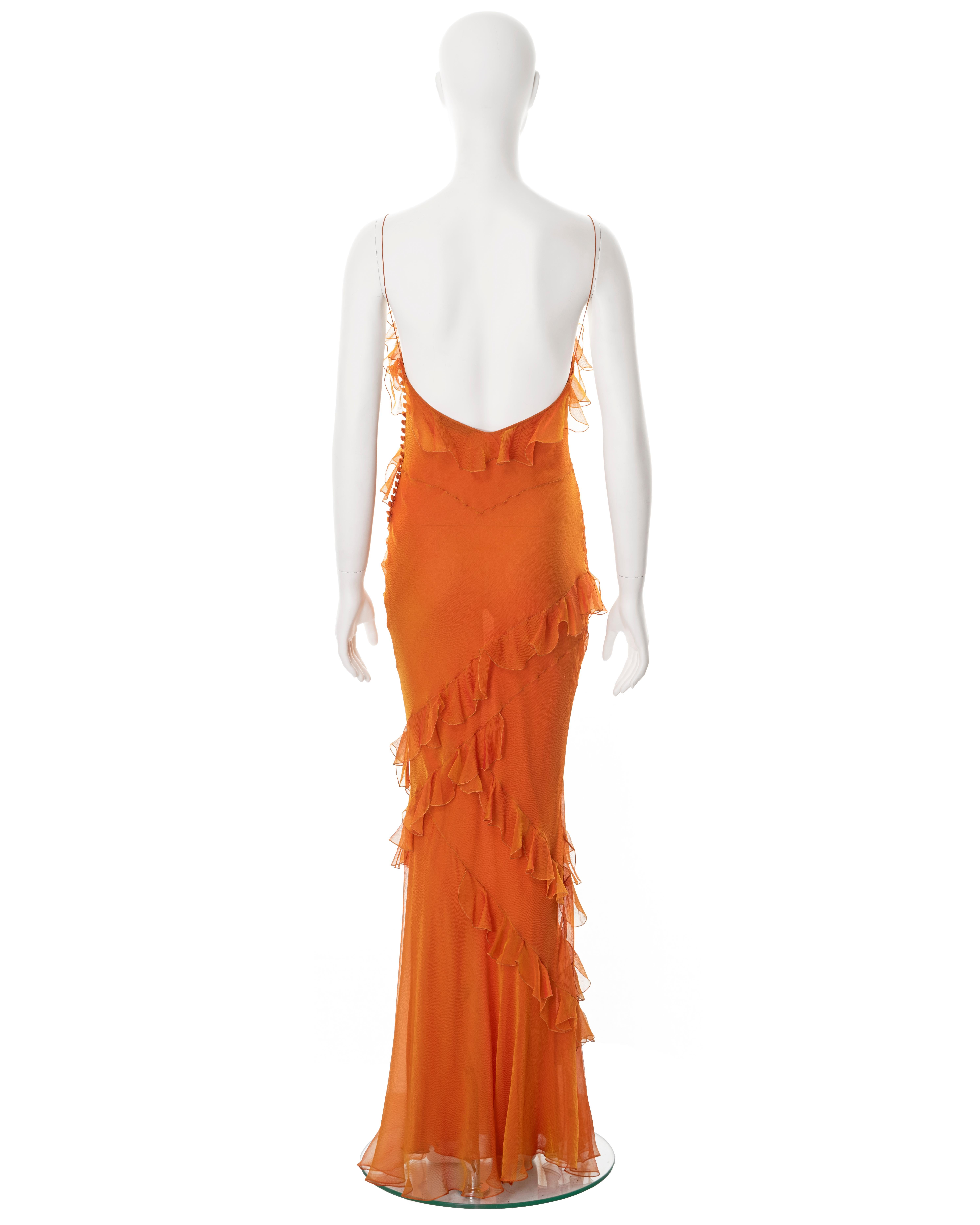 Christian Dior by John Galliano orange bias cut silk chiffon dress, ss 2004 5