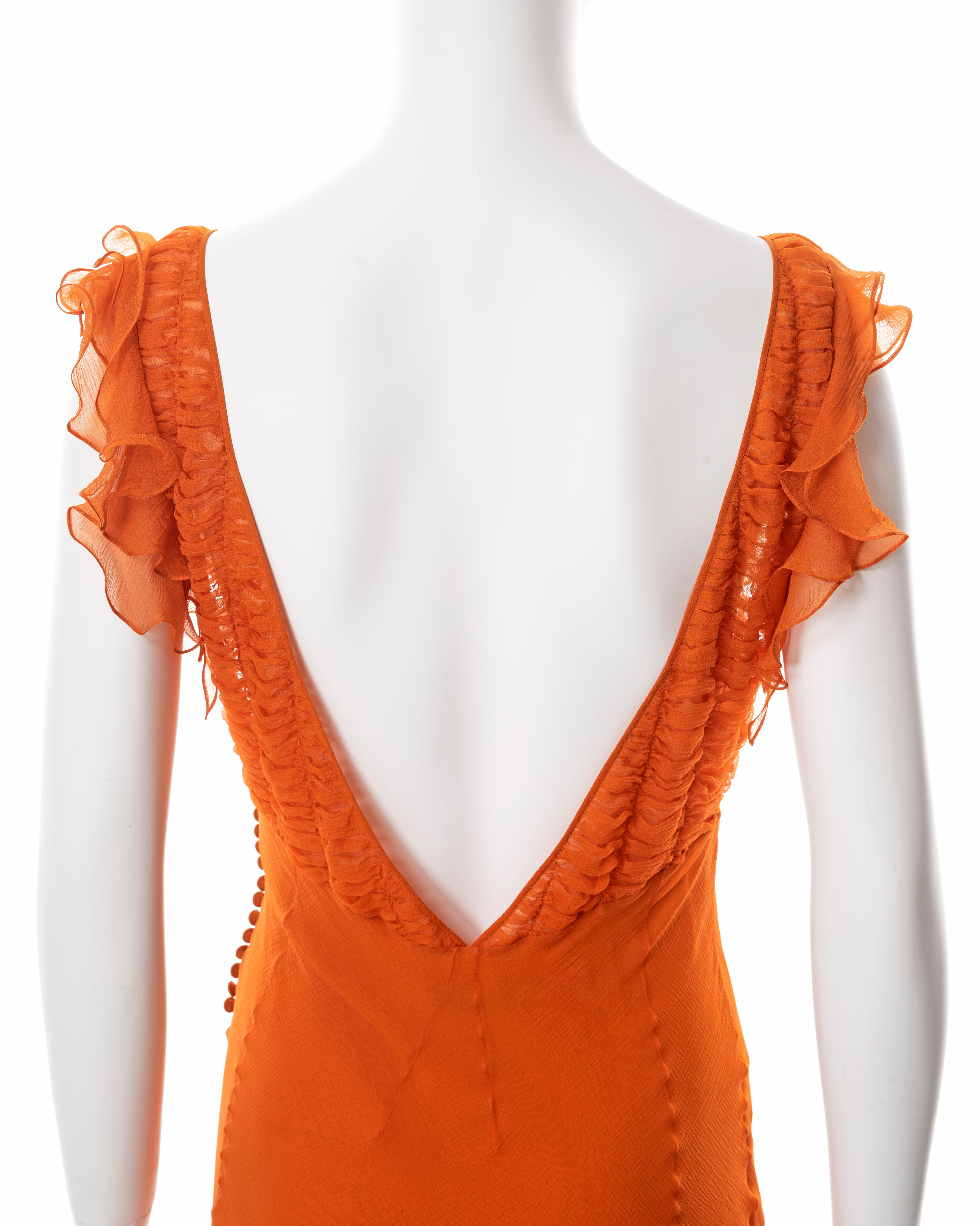 Christian Dior by John Galliano orange bias-cut silk evening dress, fw 2004 6