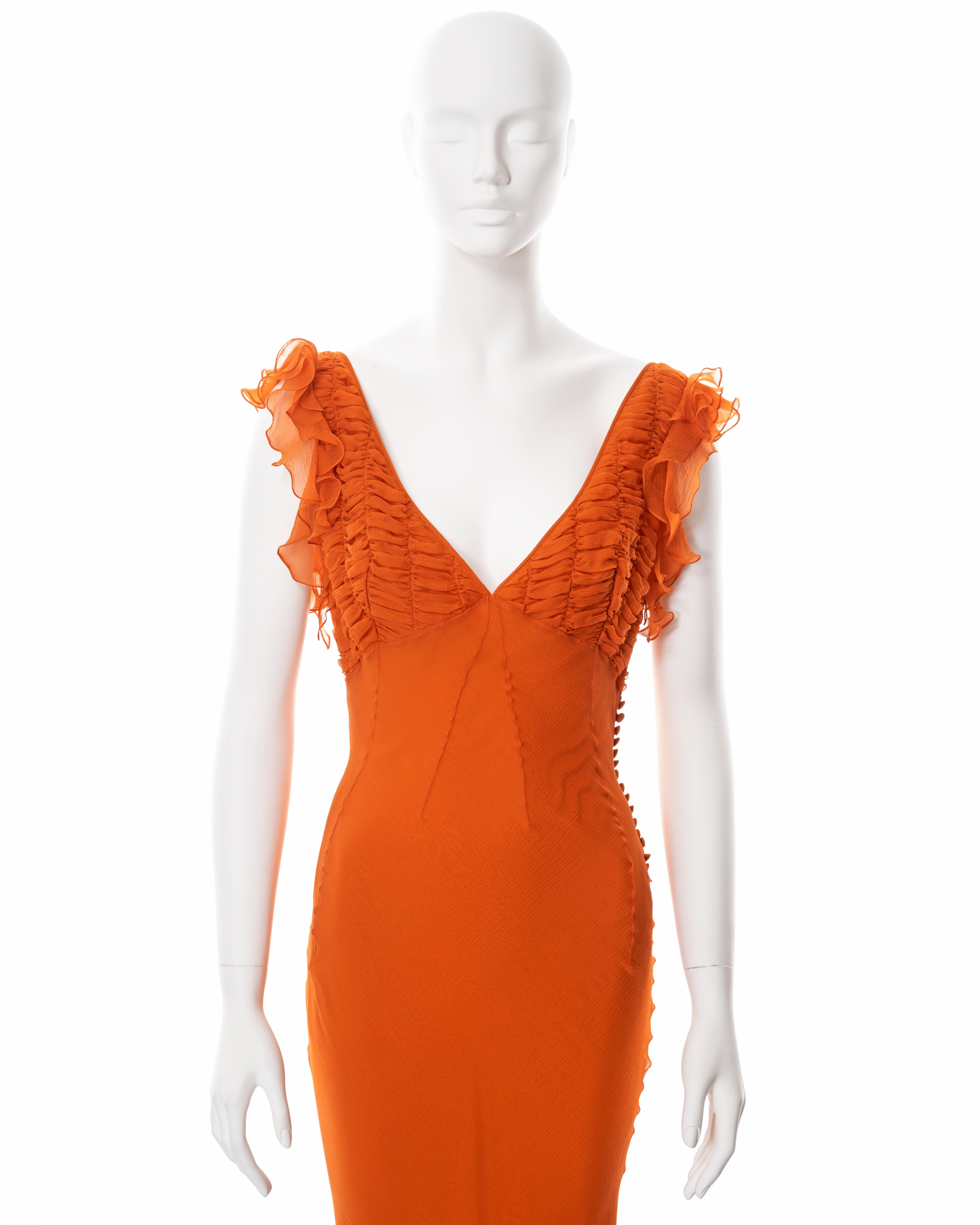 Christian Dior by John Galliano orange bias-cut silk evening dress, fw 2004 In Excellent Condition In London, GB