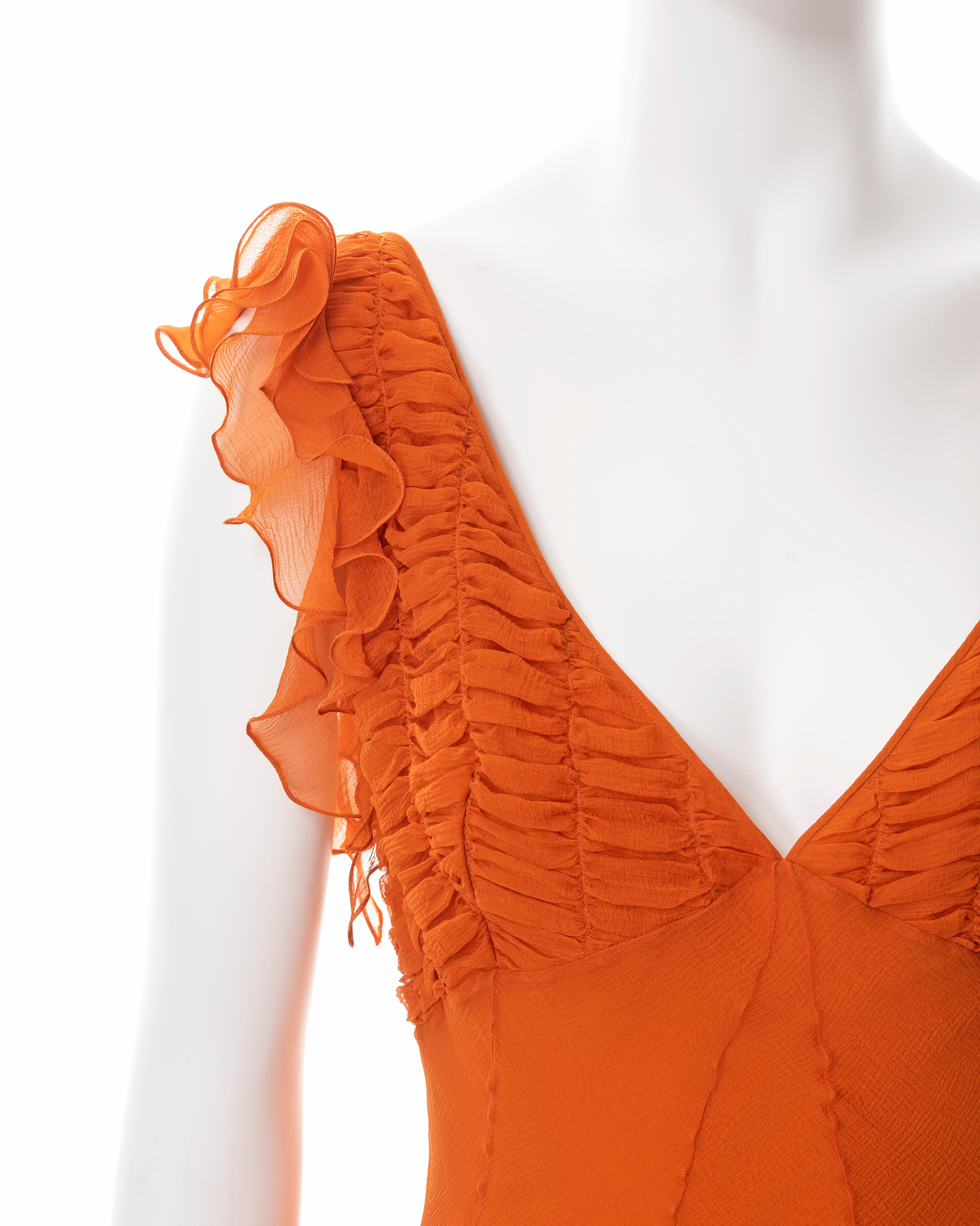 Women's Christian Dior by John Galliano orange bias-cut silk evening dress, fw 2004