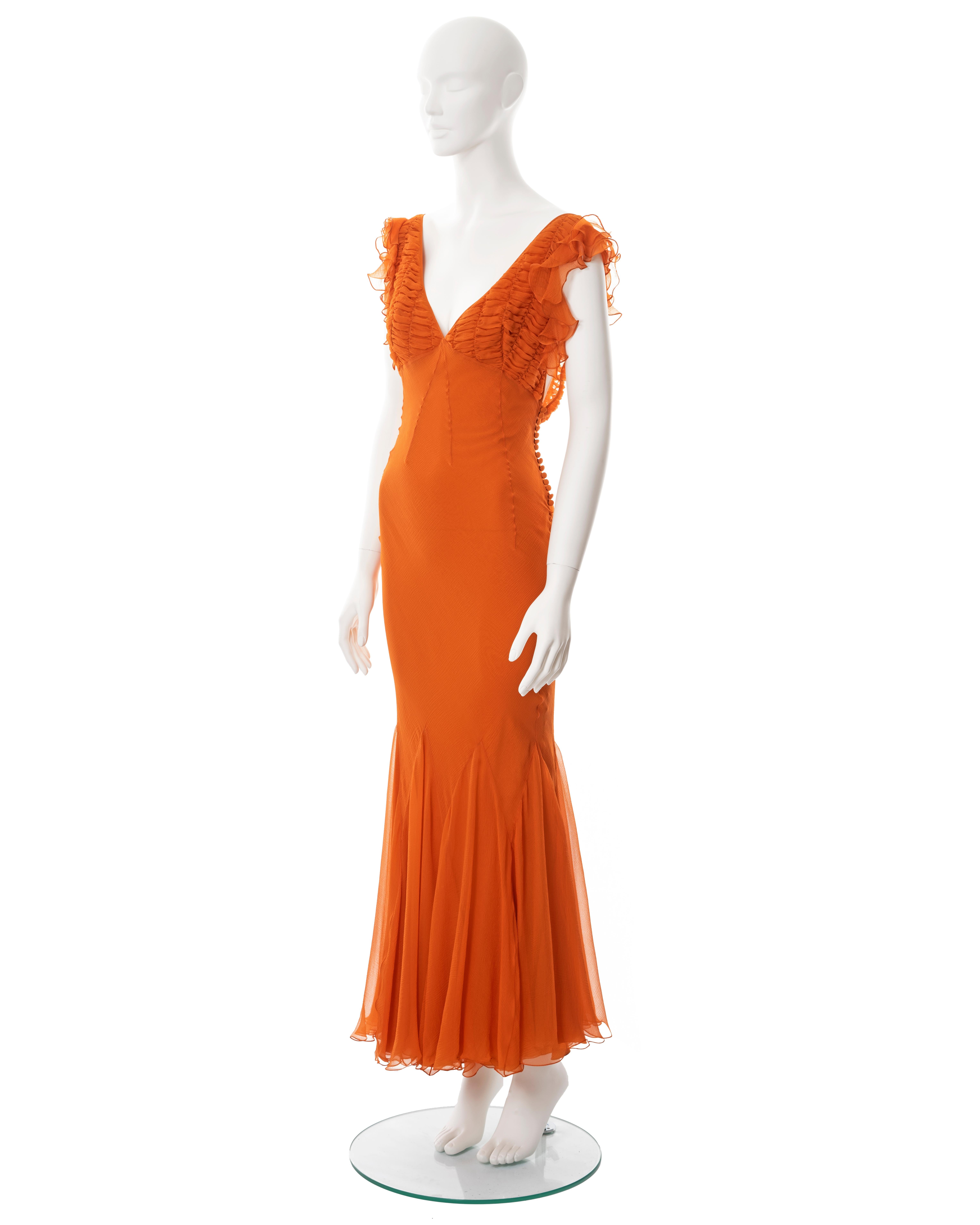 Christian Dior by John Galliano orange bias-cut silk evening dress, fw 2004 1