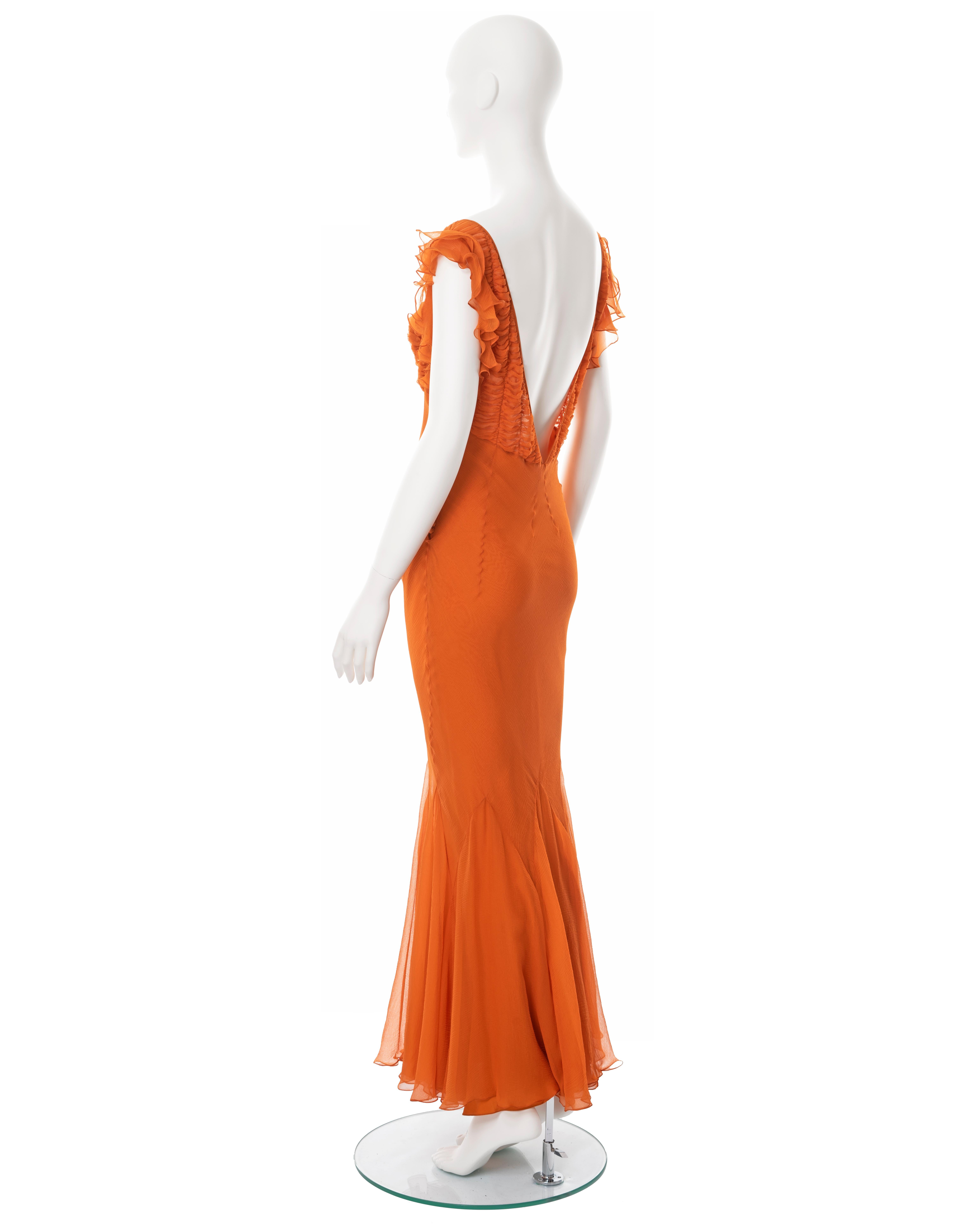 Christian Dior by John Galliano orange bias-cut silk evening dress, fw 2004 3