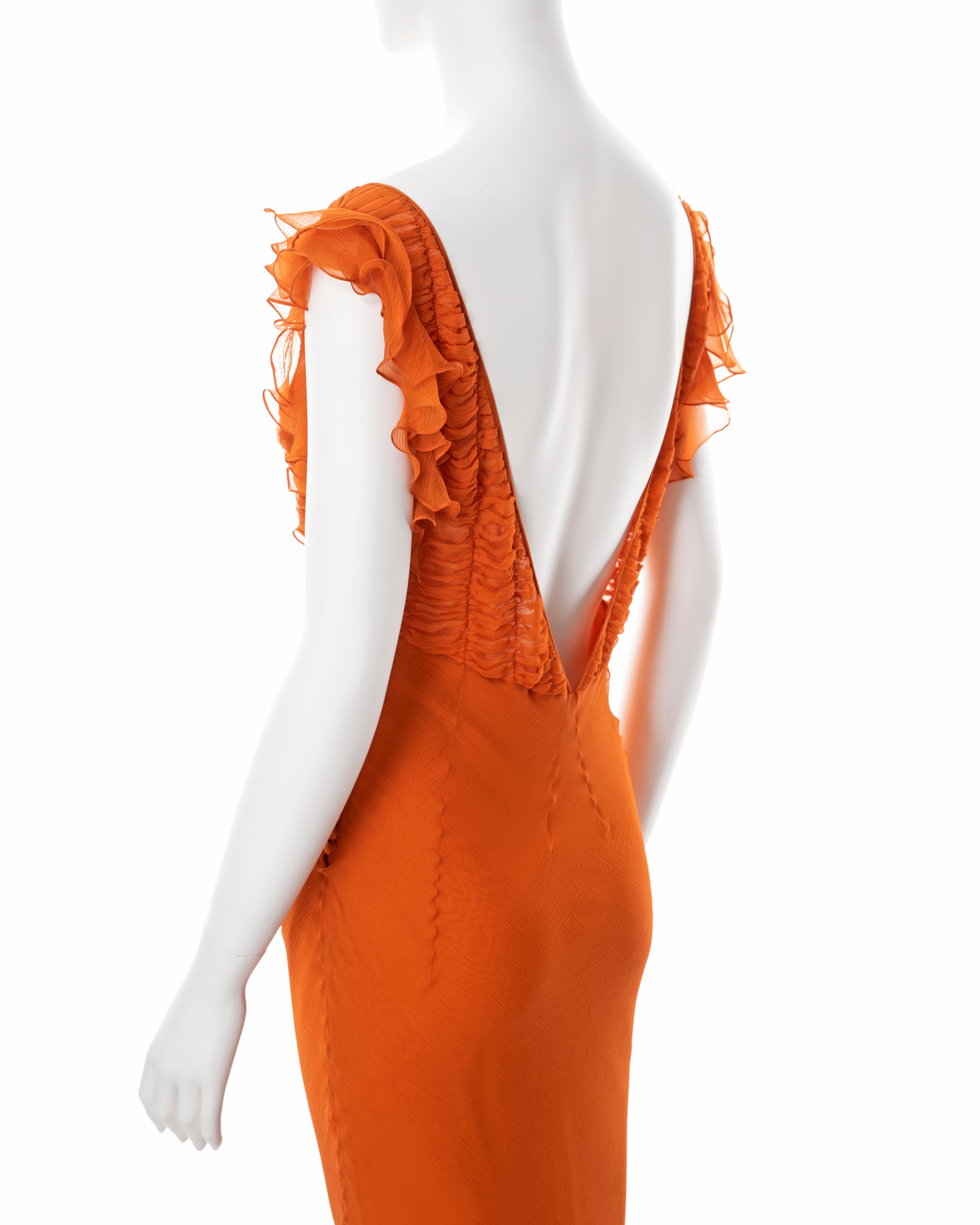 Christian Dior by John Galliano orange bias-cut silk evening dress, fw 2004 4