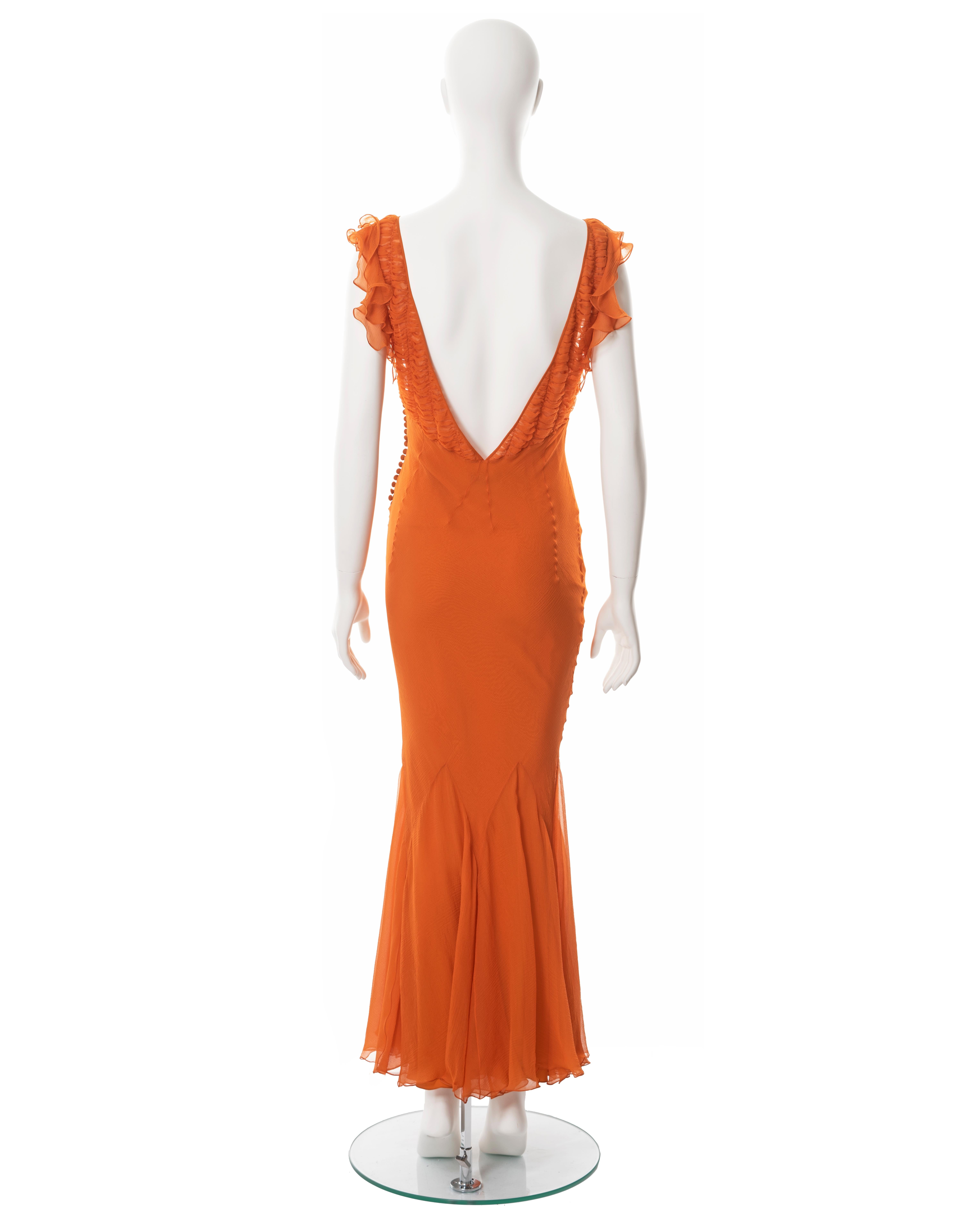Christian Dior by John Galliano orange bias-cut silk evening dress, fw 2004 5
